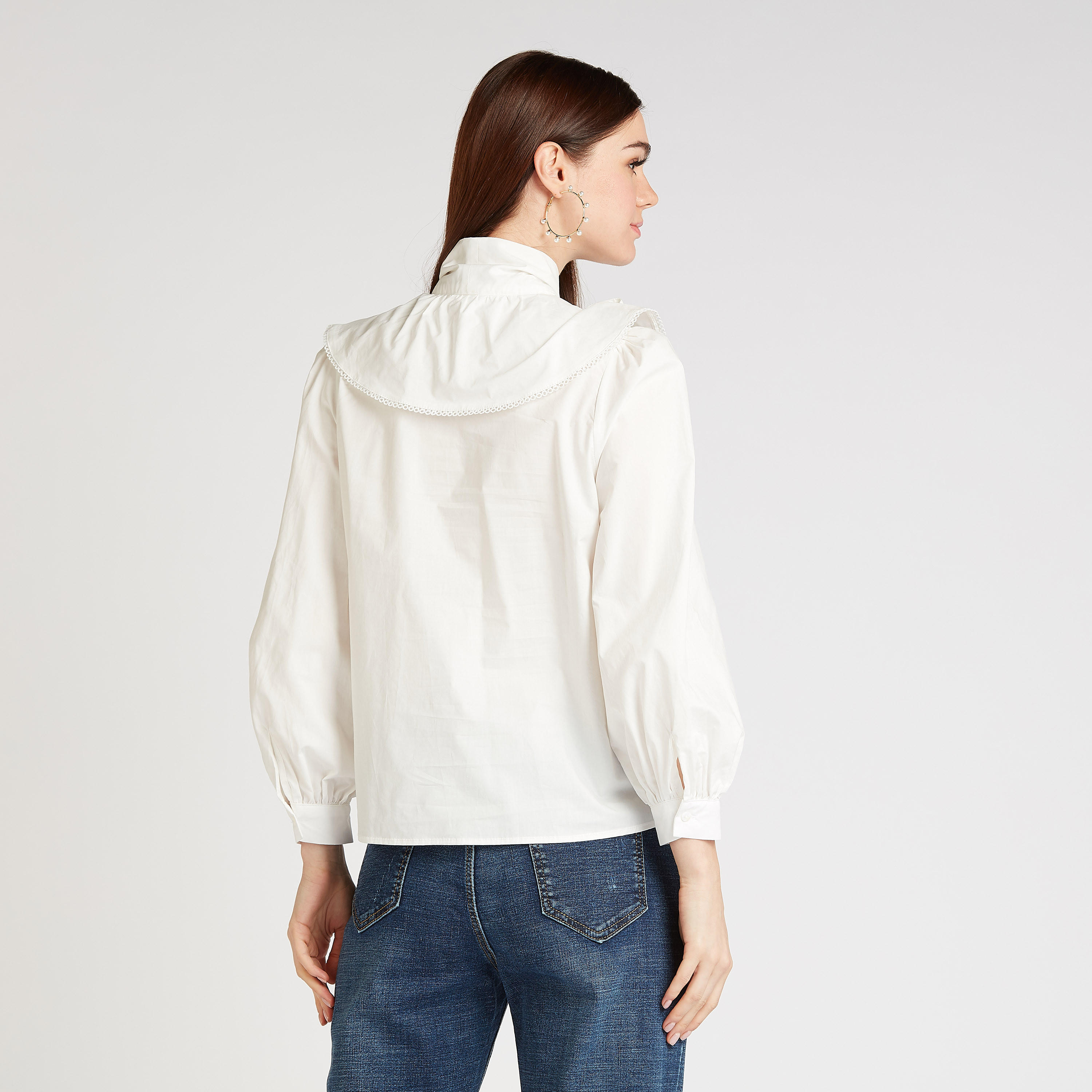Iconic Solid Top with Necktie and Ruffle Detail-women-clothing-shirtsandblouses-blouses-image-4