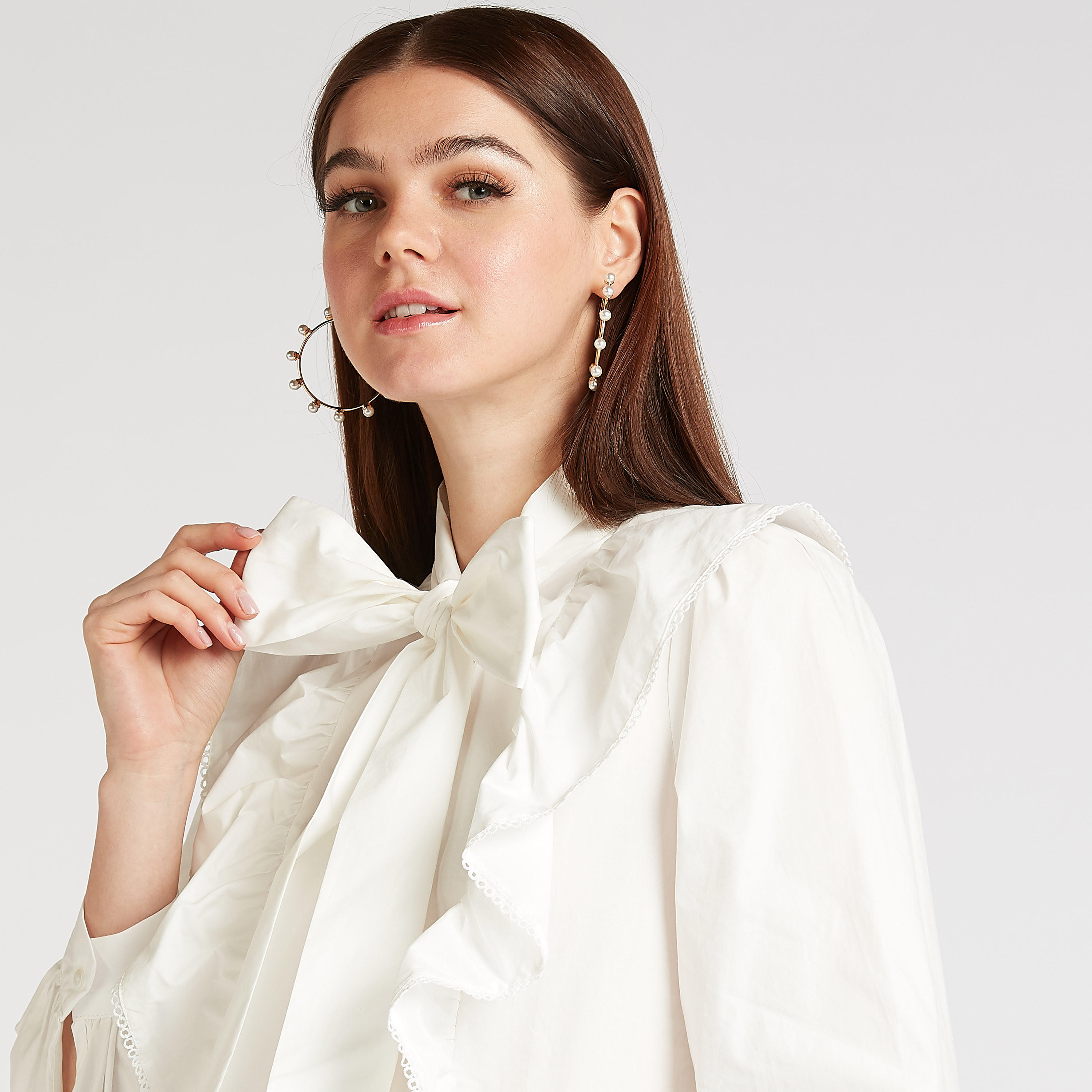 Iconic Solid Top with Necktie and Ruffle Detail-women-clothing-shirtsandblouses-blouses-image-5