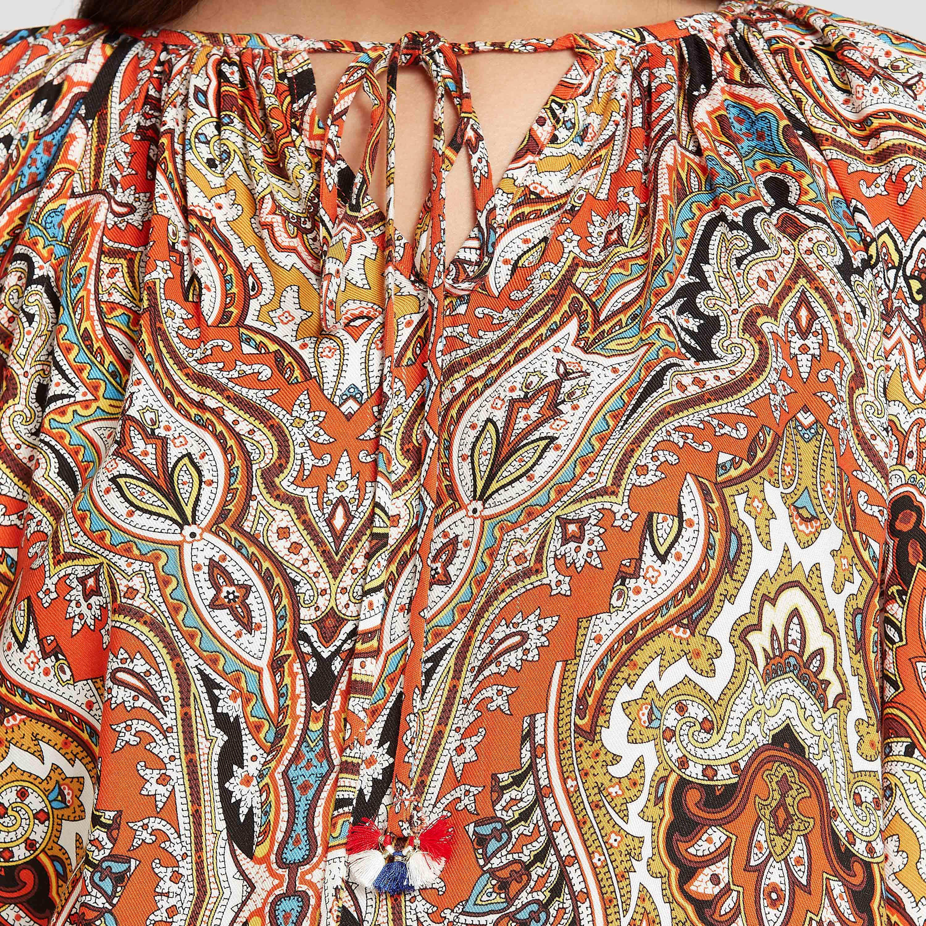 بلوزة بأكمام 3/4 وأربطة وطبعات من آيكونيك-women-clothing-shirtsandblouses-blouses-image-5