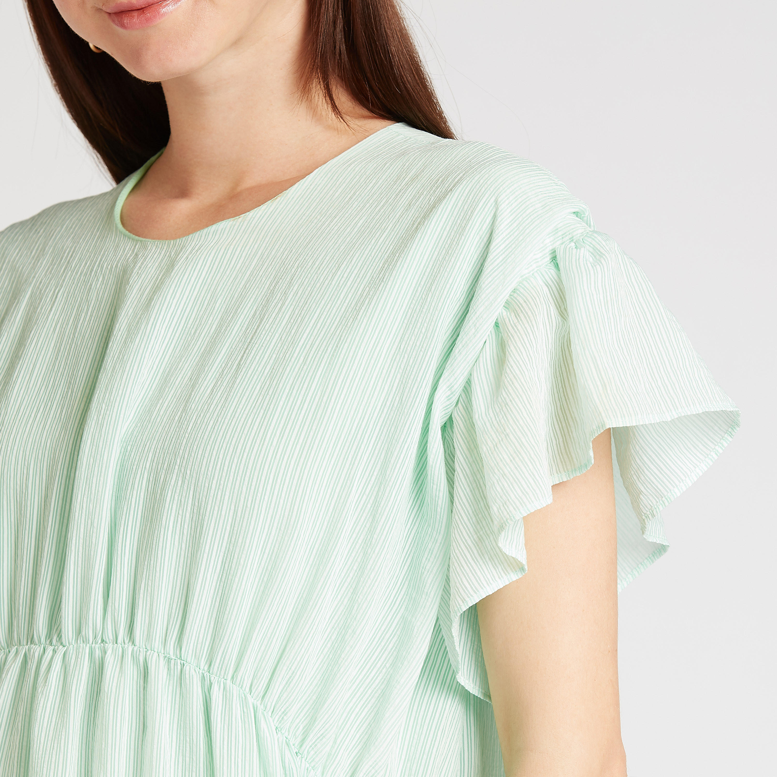 فستان ميدي بارز الملمس بأكمام كاب وحواف غير مستوية من آيكونيك-women-clothing-dresses-image-5