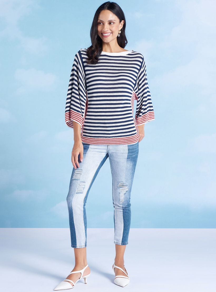 بنطلون جينز مستدام ممزّق بخصر منخفض وتفاصيل جيب-women-clothing-bottoms-jeans-image-2