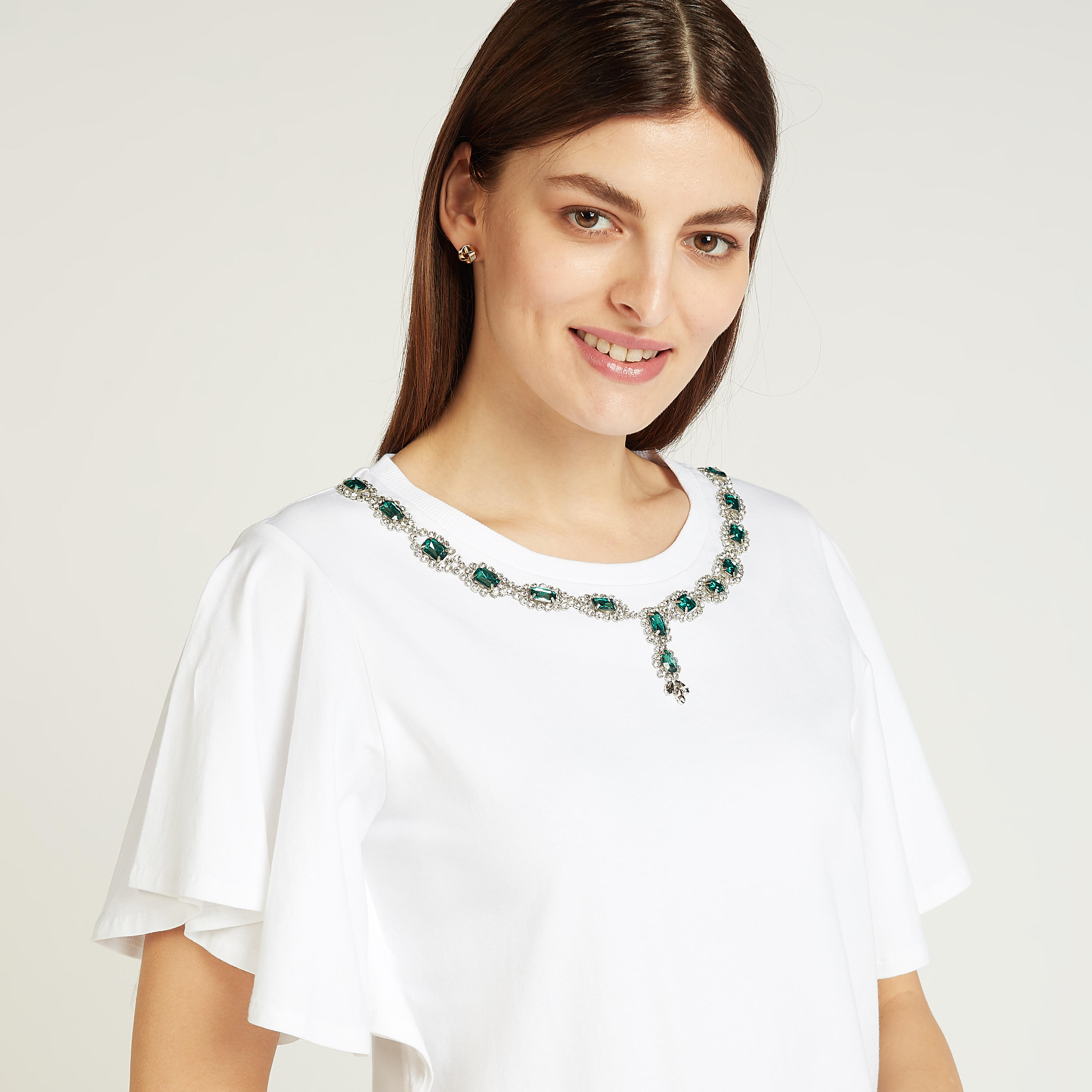 بلوزة مزينة بياقة مستديرة وأكمام واسعة من آيكونيك-women-clothing-shirtsandblouses-blouses-image-3