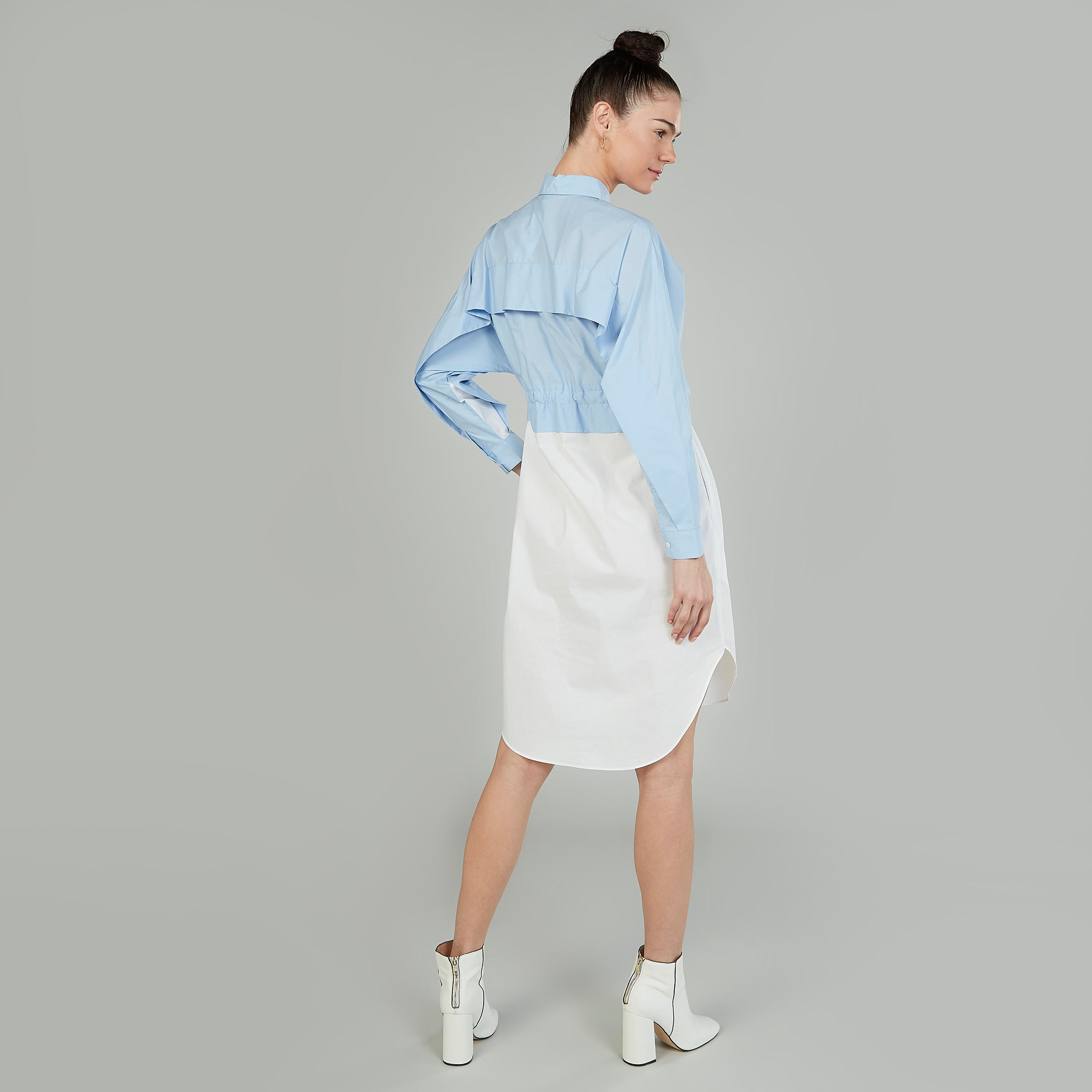 فستان قميص سادة بياقة عادية وأكمام طويلة من آيكونيك-women-clothing-dresses-image-2