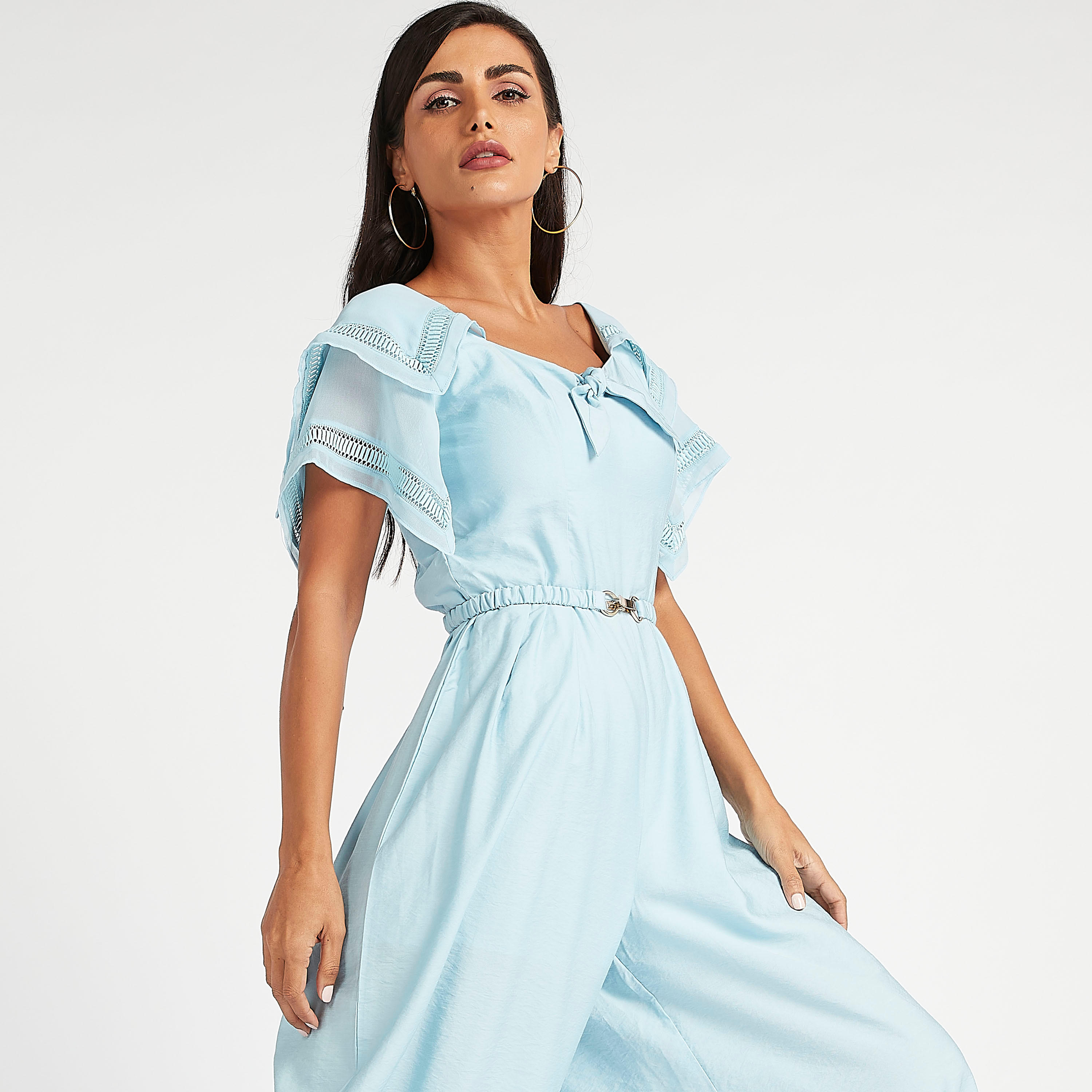 أفرول طويل دون أكمام بطبقات وزينة حزام وربطة عنق من آيكونيك-women-clothing-jumpsuits-image-2