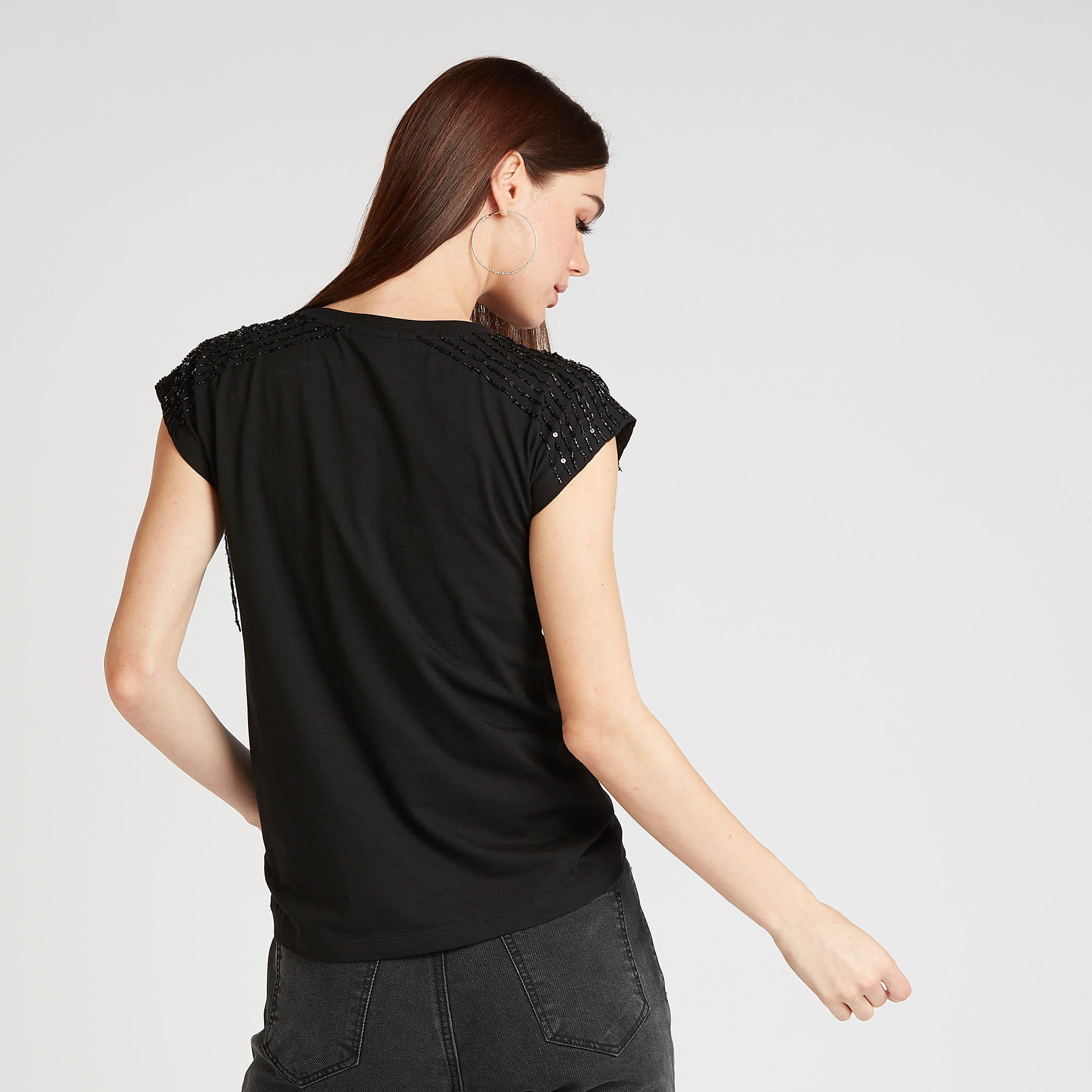 Iconic Embellished T-shirt with Round Neck and Short Sleeves-women-clothing-tshirts-image-5