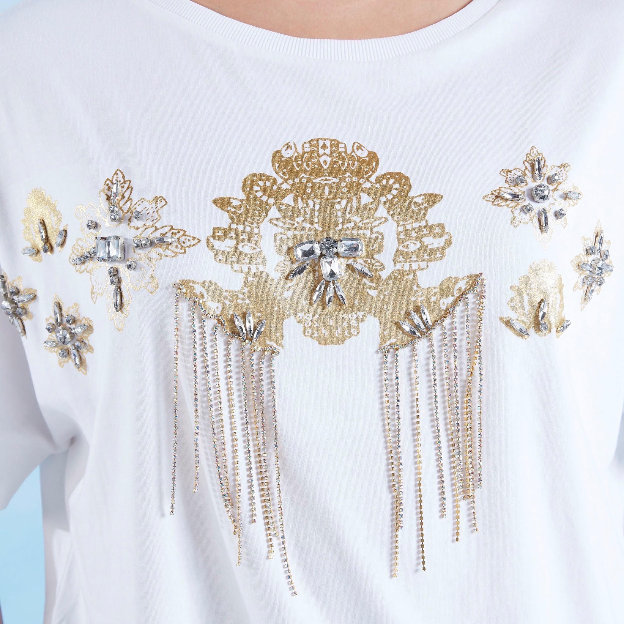Iconic Embellished T-shirt with Round Neck and Short Sleeves-women-clothing-tshirts-image-3