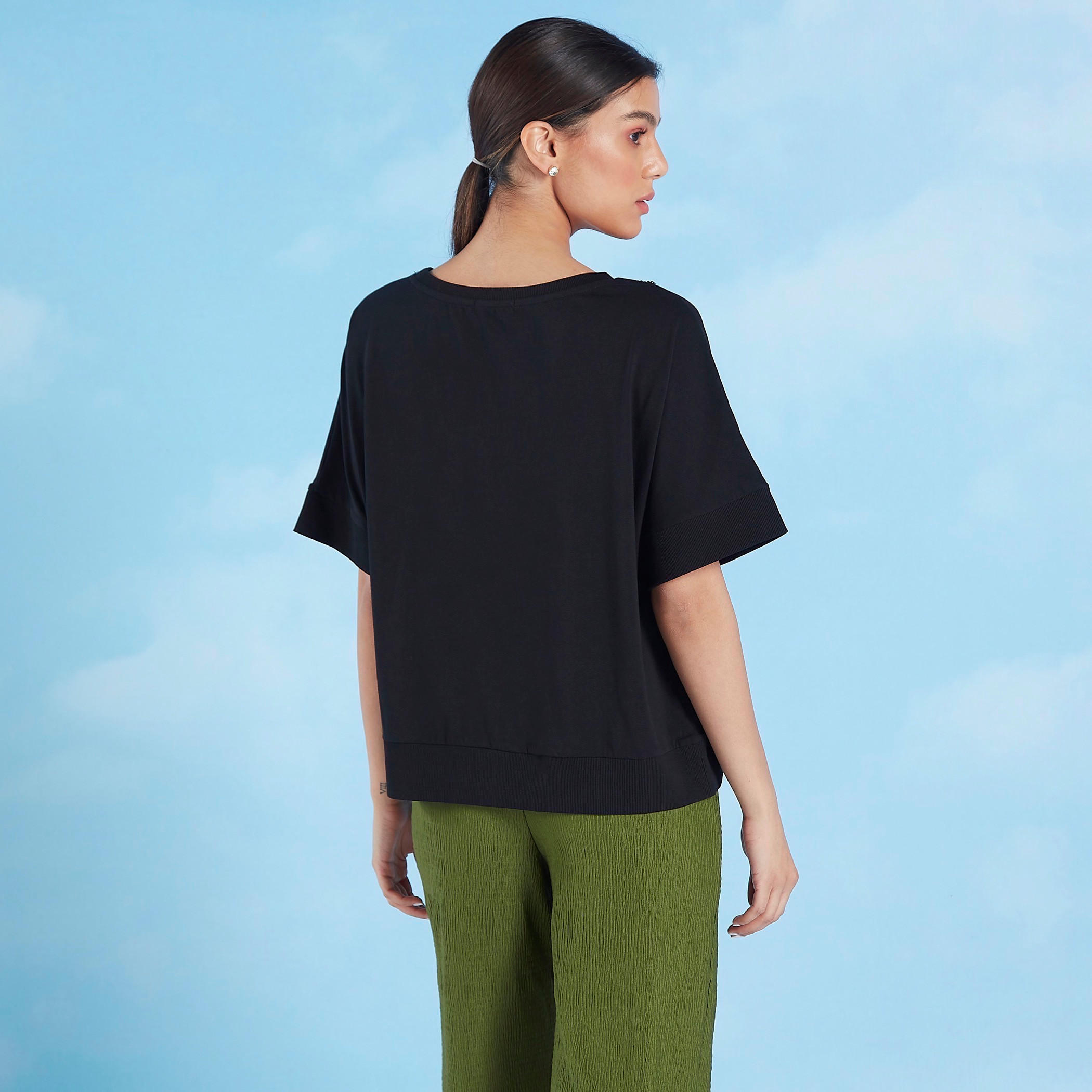 Iconic Embellished T-shirt with Round Neck and Short Sleeves-women-clothing-tshirts-image-4