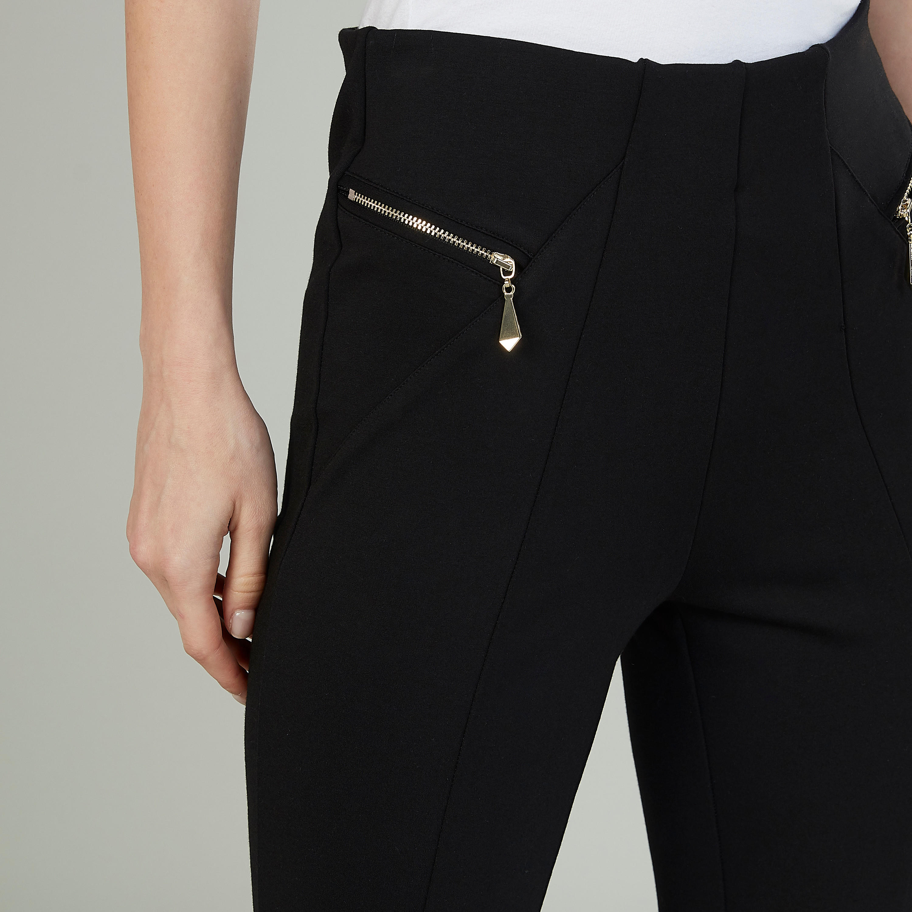 بنطلون سليم سادة بخصر مطّاطي متوسط الارتفاع من آيكونيك-women-clothing-bottoms-leggings-image-3