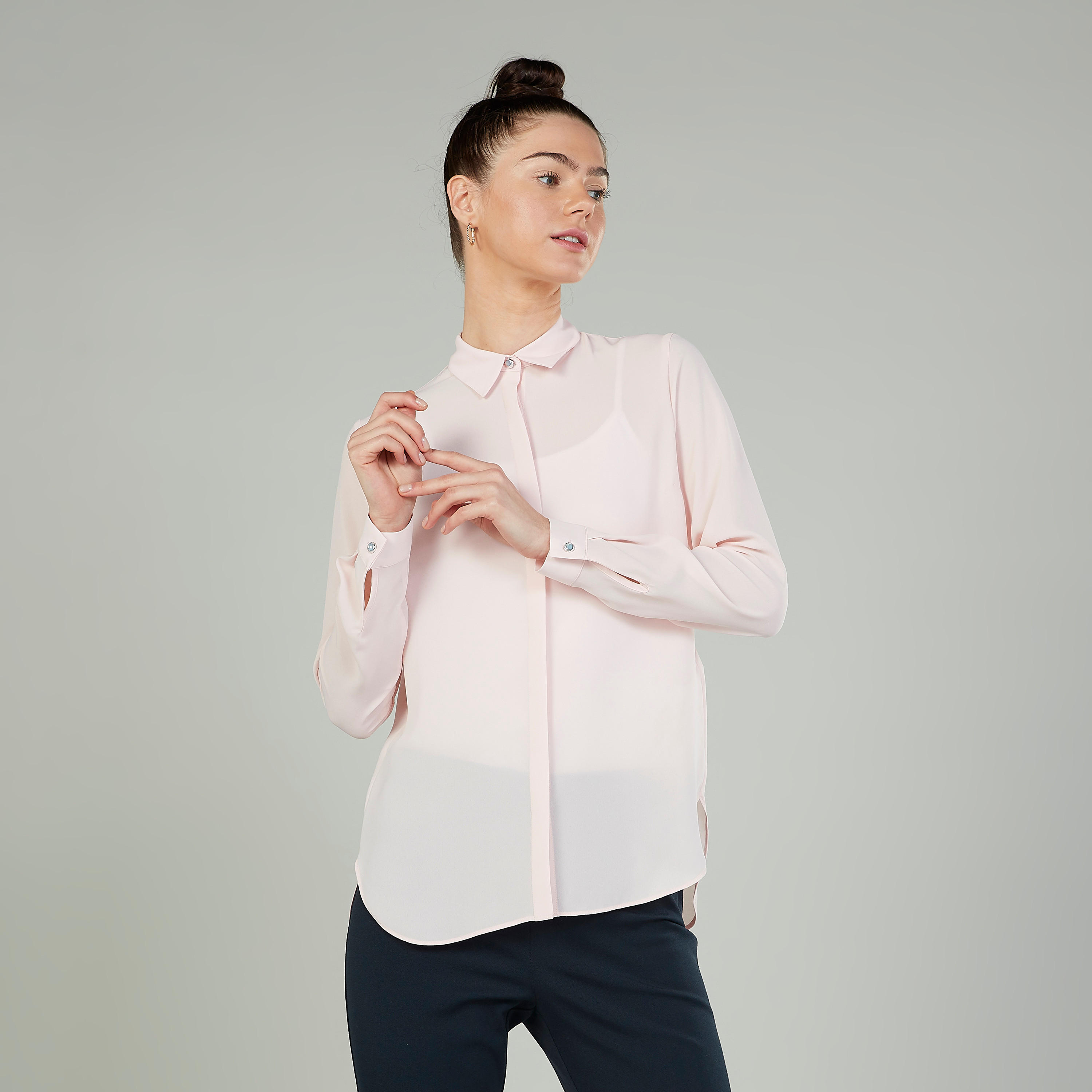 Iconic Plain Shirt with Spread Collar and Long Sleeves-women-clothing-shirtsandblouses-shirts-image-1