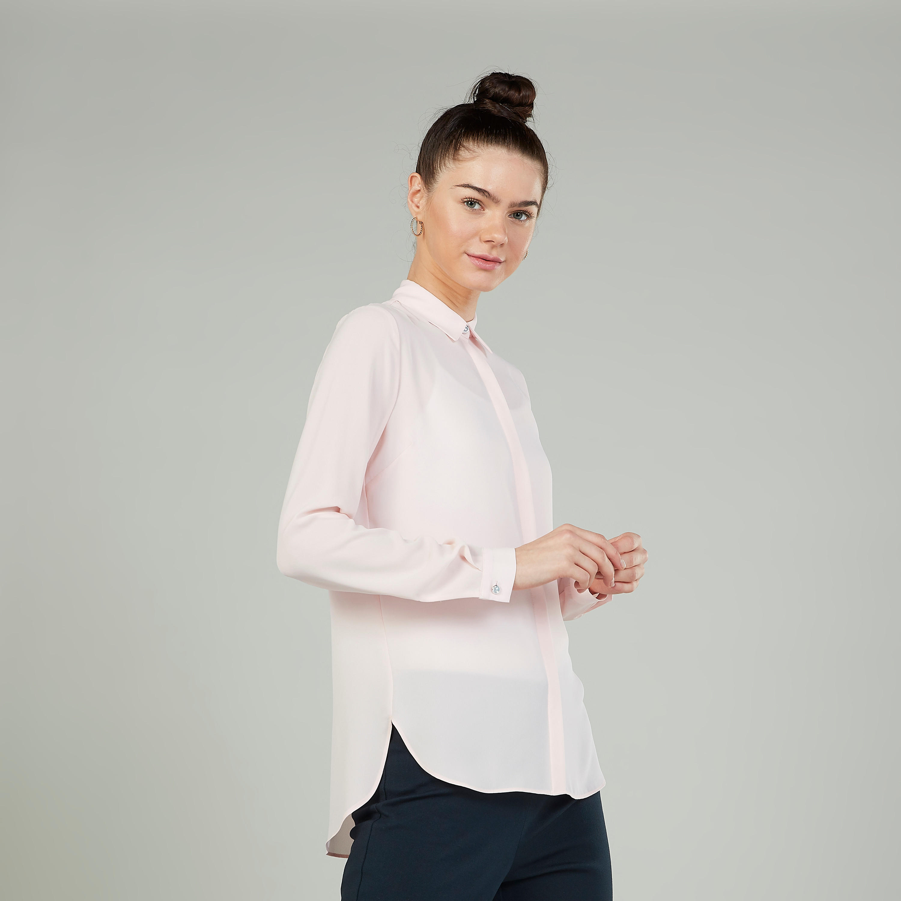 Iconic Plain Shirt with Spread Collar and Long Sleeves-women-clothing-shirtsandblouses-shirts-image-5