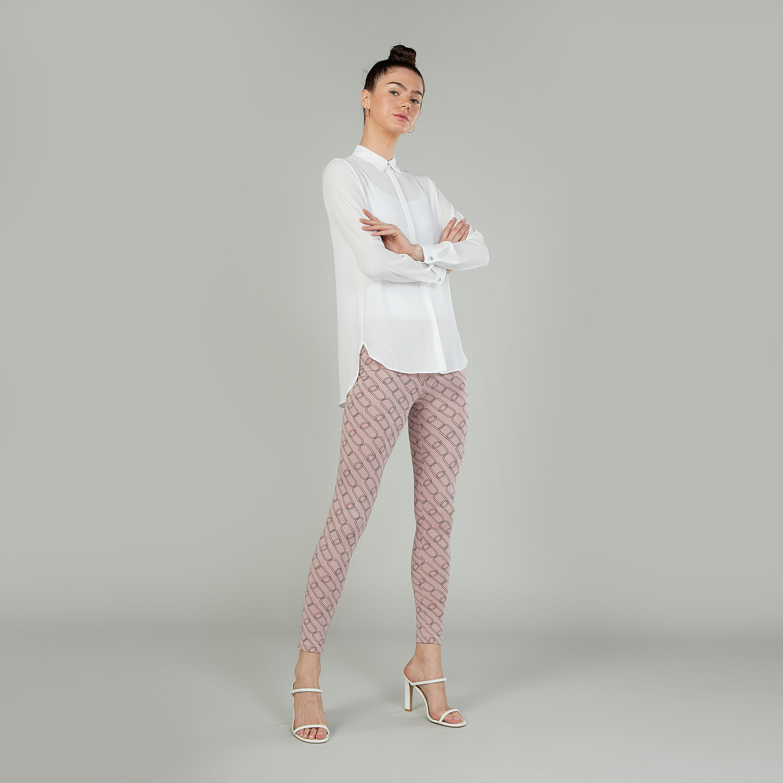 بلوزة طويلة سادة بياقة ماندارين وأكمام طويلة من آيكونيك-women-clothing-shirtsandblouses-blouses-image-2