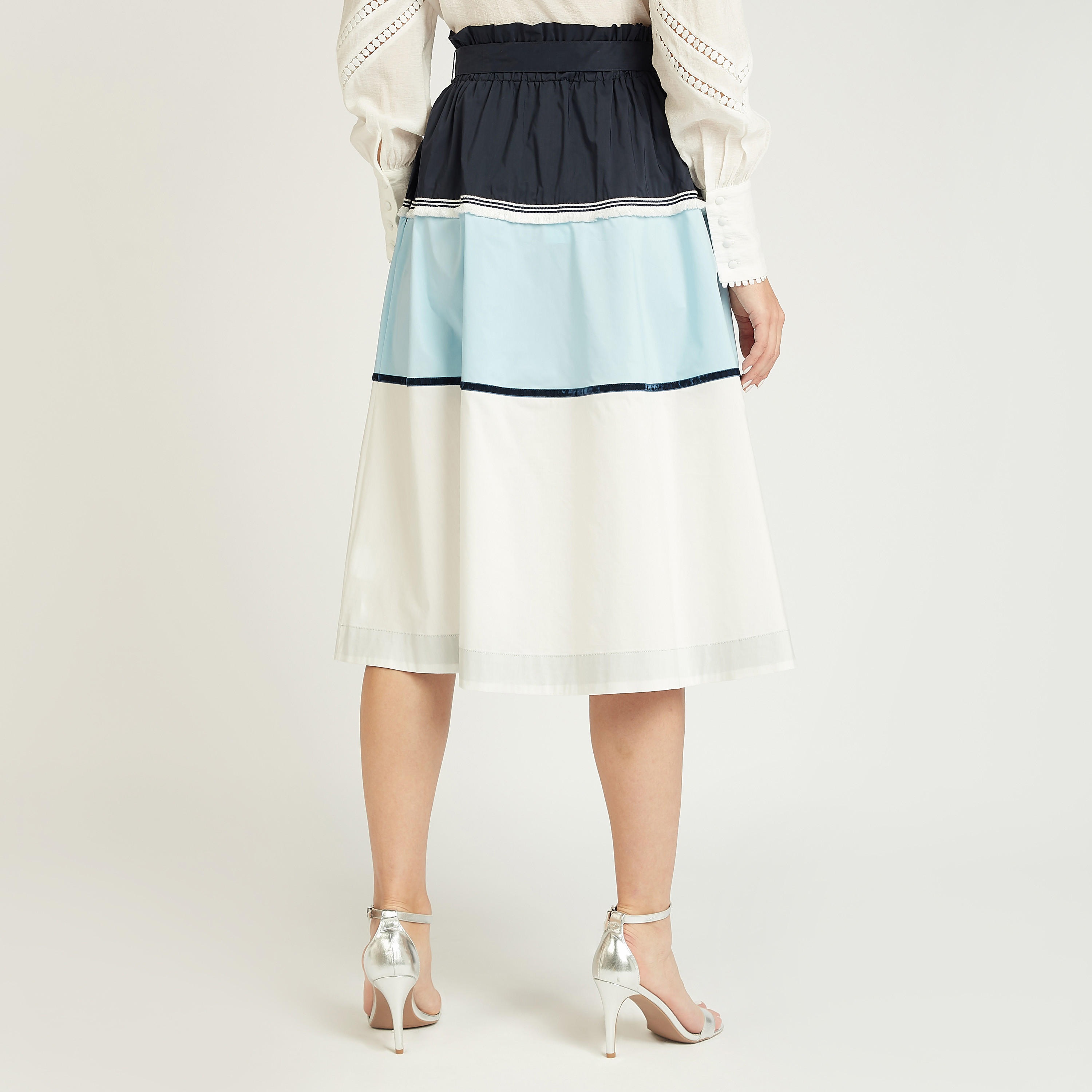 تنورة بقصة واسعة بقوالب ملونة بخصرمطاطي مرتفع من آيكونيك-women-clothing-bottoms-skirts-image-4