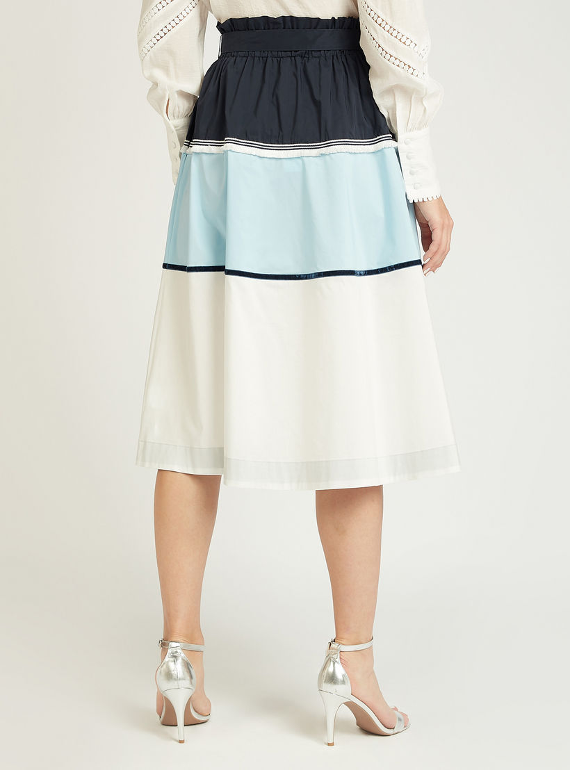تنورة بقصة واسعة بقوالب ملونة بخصرمطاطي مرتفع من آيكونيك-women-clothing-bottoms-skirts-image-4