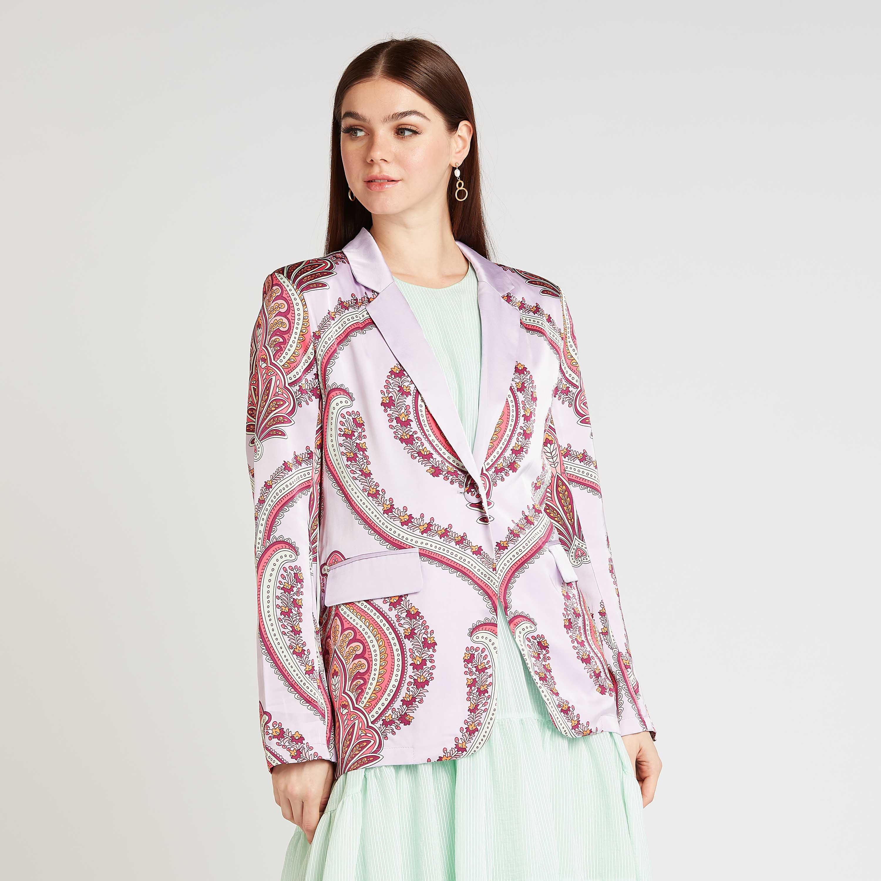 Iconic Paisley Print Jacket with Notched Lapel and Long Sleeves-women-clothing-coatsandjackets-blazers-image-4