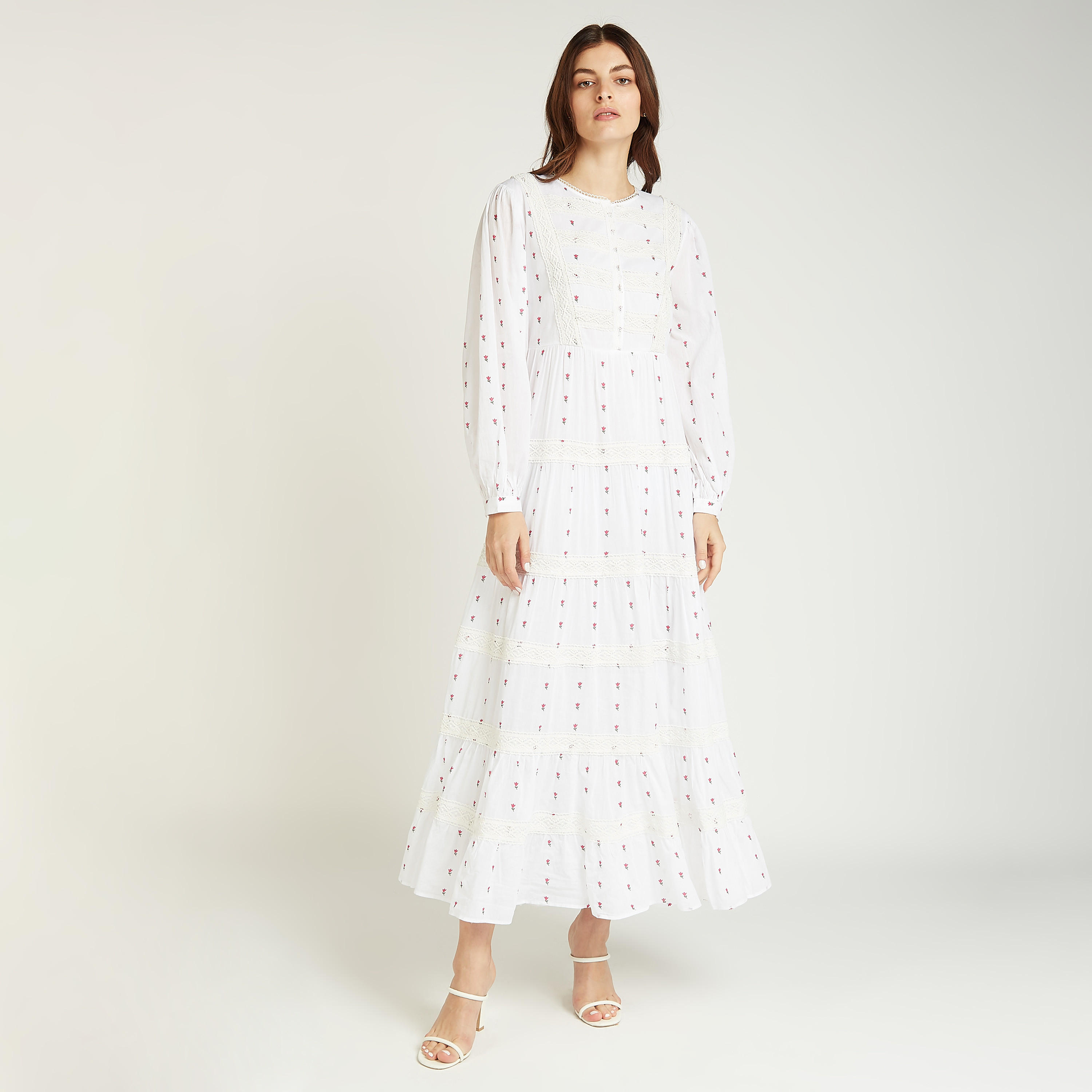 فستان إيه لاين طويل مطرّز بياقة مستديرة وأكمام طويلة من آيكونيك-women-clothing-dresses-image-1