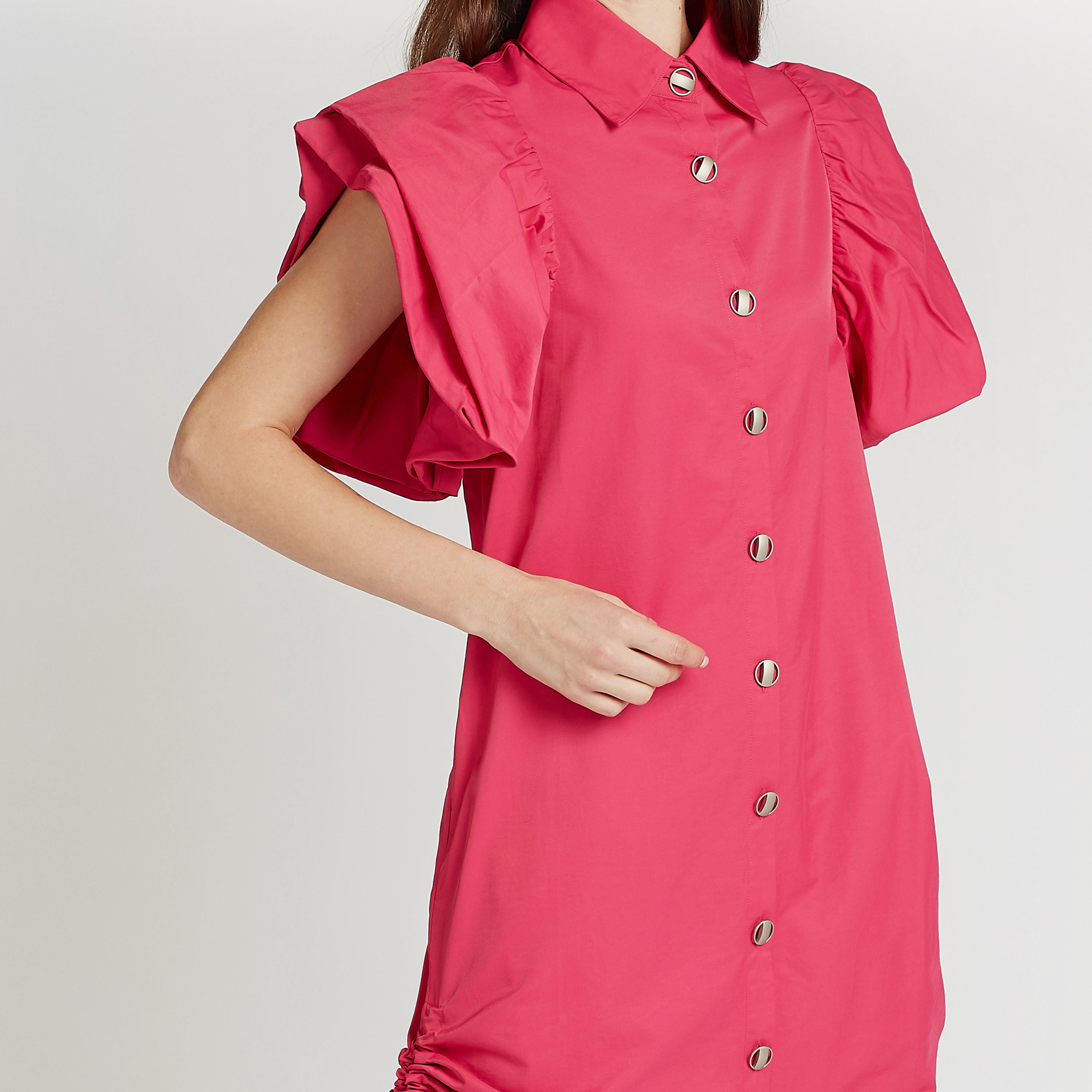 Iconic Solid Midi Shirt Dress with Short Sleeves and Tie Ups-women-clothing-dresses-image-3