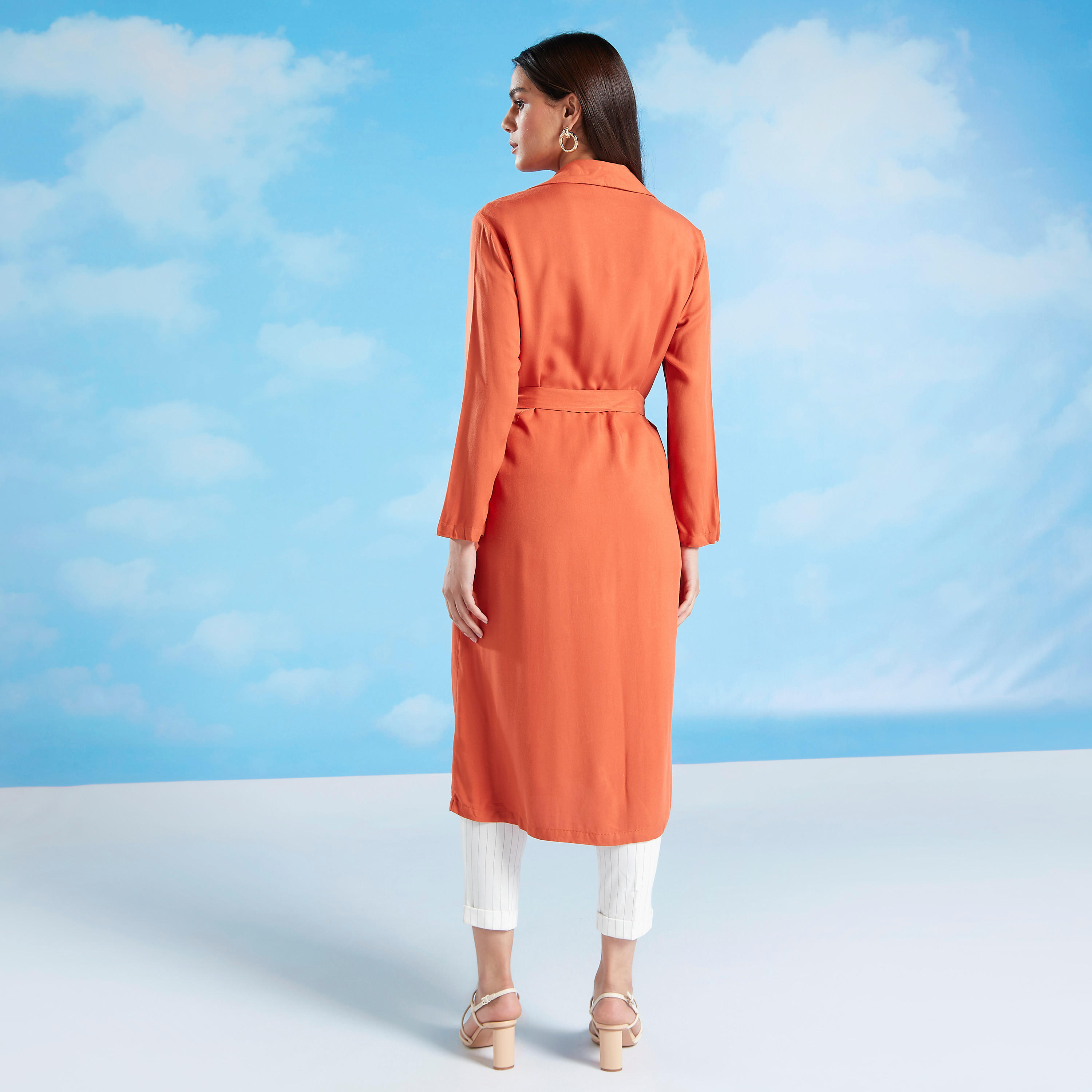 Iconic Plain Longline Jacket with Long Sleeves and Pocket Detail-women-winterwear-coatsandjackets-jackets-image-4