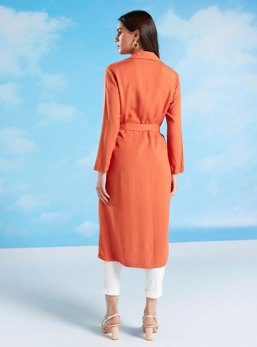 Iconic Plain Longline Jacket with Long Sleeves and Pocket Detail-women-winterwear-coatsandjackets-jackets-image-4