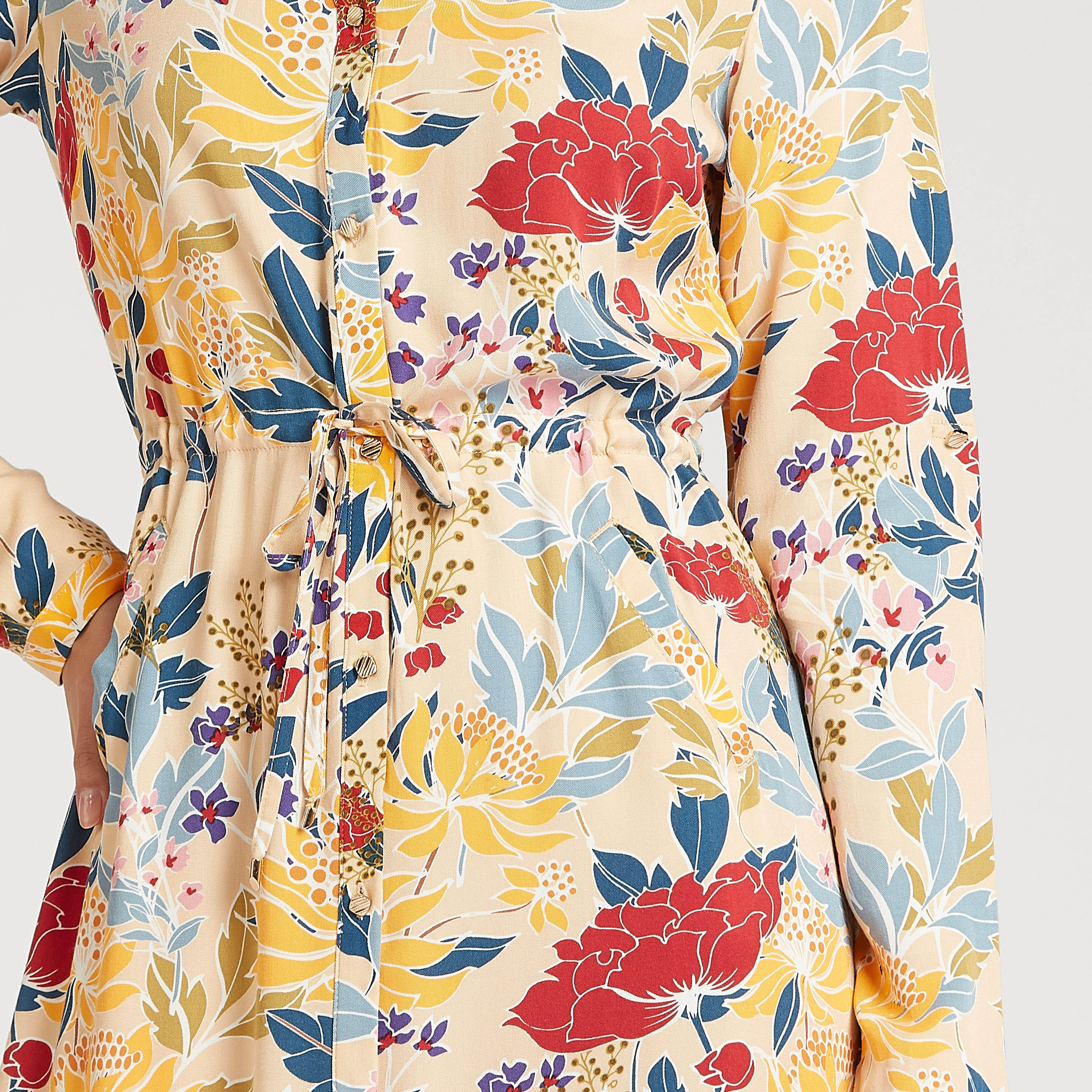 فستان قميص طويل بأكمام طويلة ورباط و طبعات من آيكونيك-women-clothing-dresses-image-3
