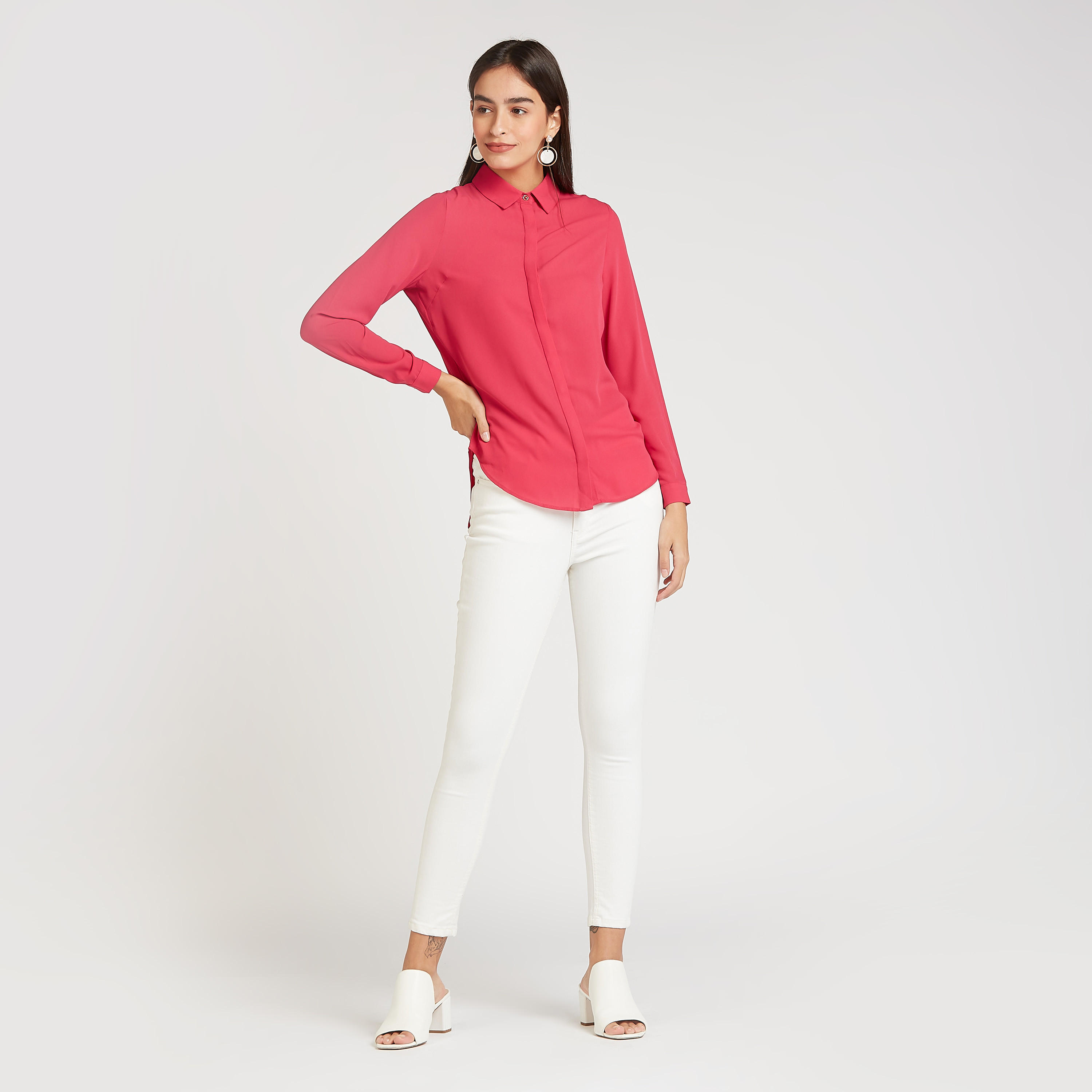 Iconic Solid Shirt with Long Sleeves and Spread Collar-women-clothing-shirtsandblouses-shirts-image-2