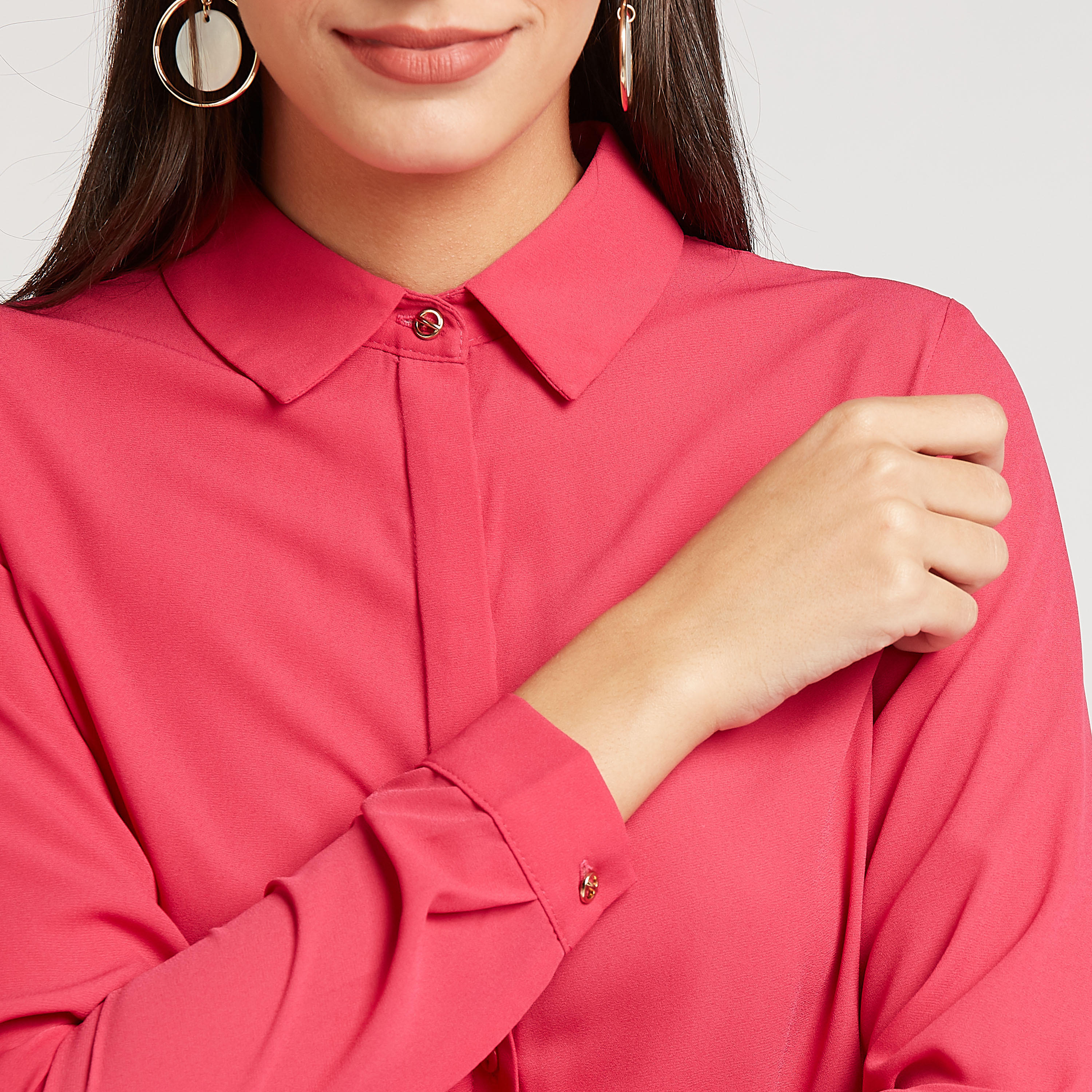 Iconic Solid Shirt with Long Sleeves and Spread Collar-women-clothing-shirtsandblouses-shirts-image-3