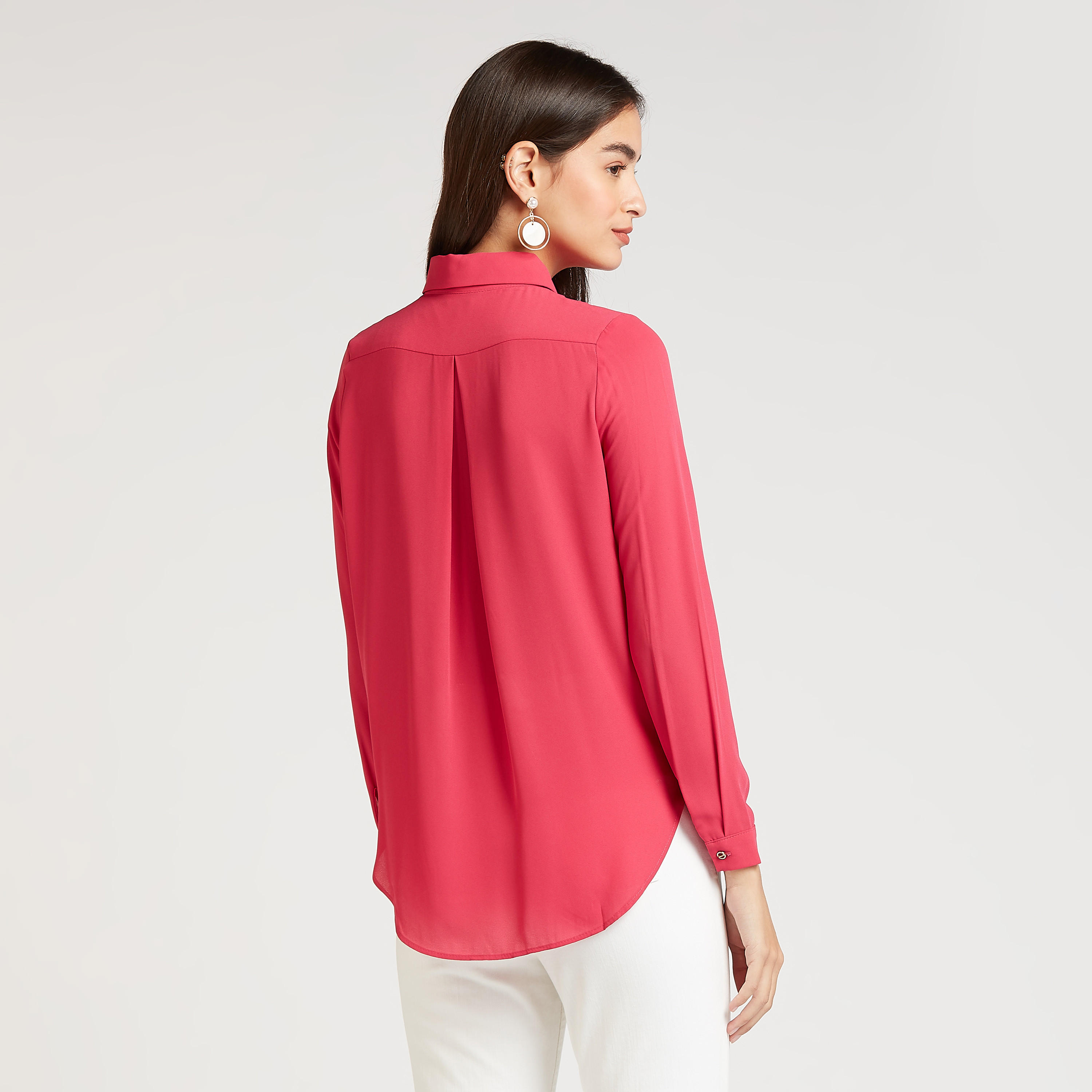 Iconic Solid Shirt with Long Sleeves and Spread Collar-women-clothing-shirtsandblouses-shirts-image-4