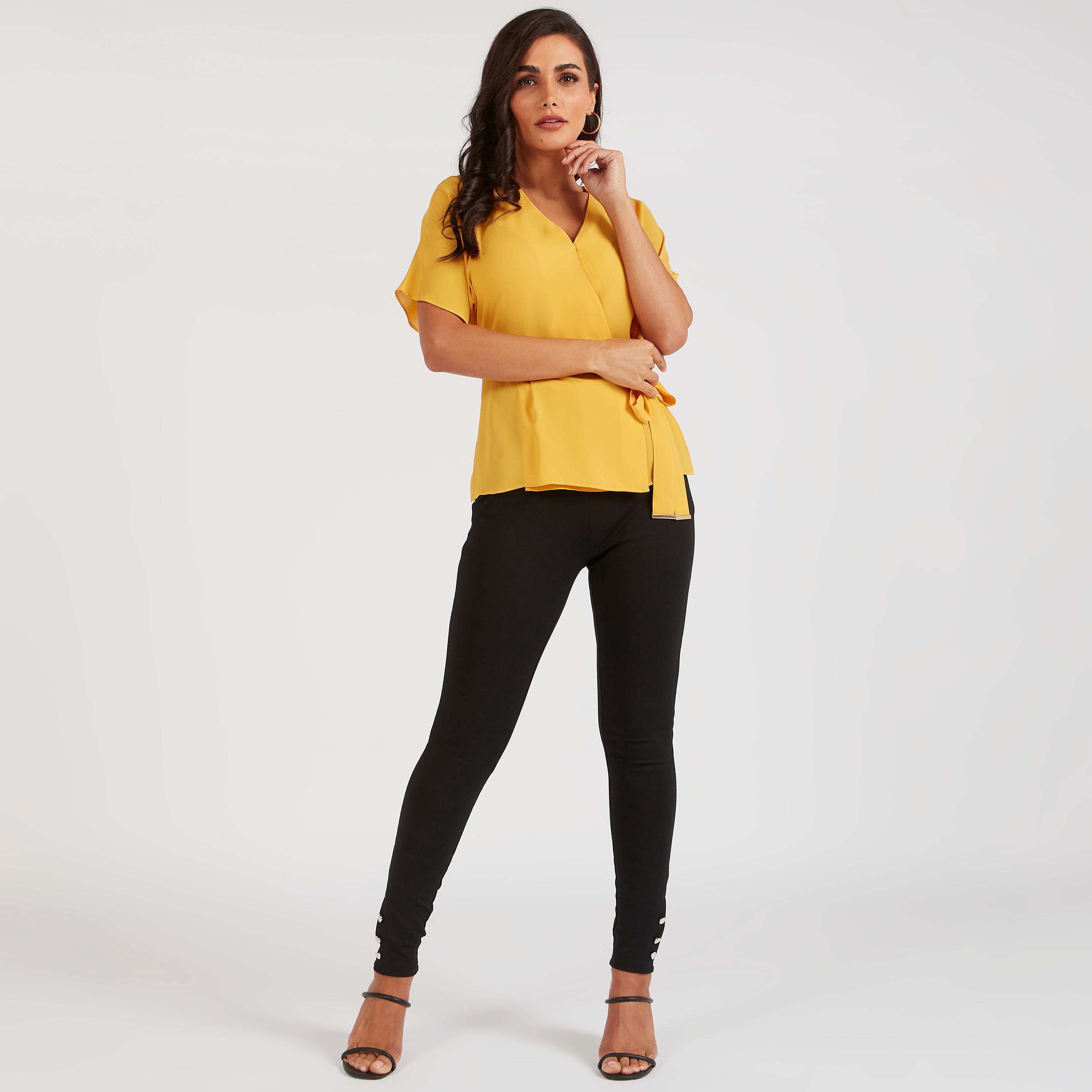 بنطلون سادة بأزرار من آيكونك-women-clothing-bottoms-leggings-image-2