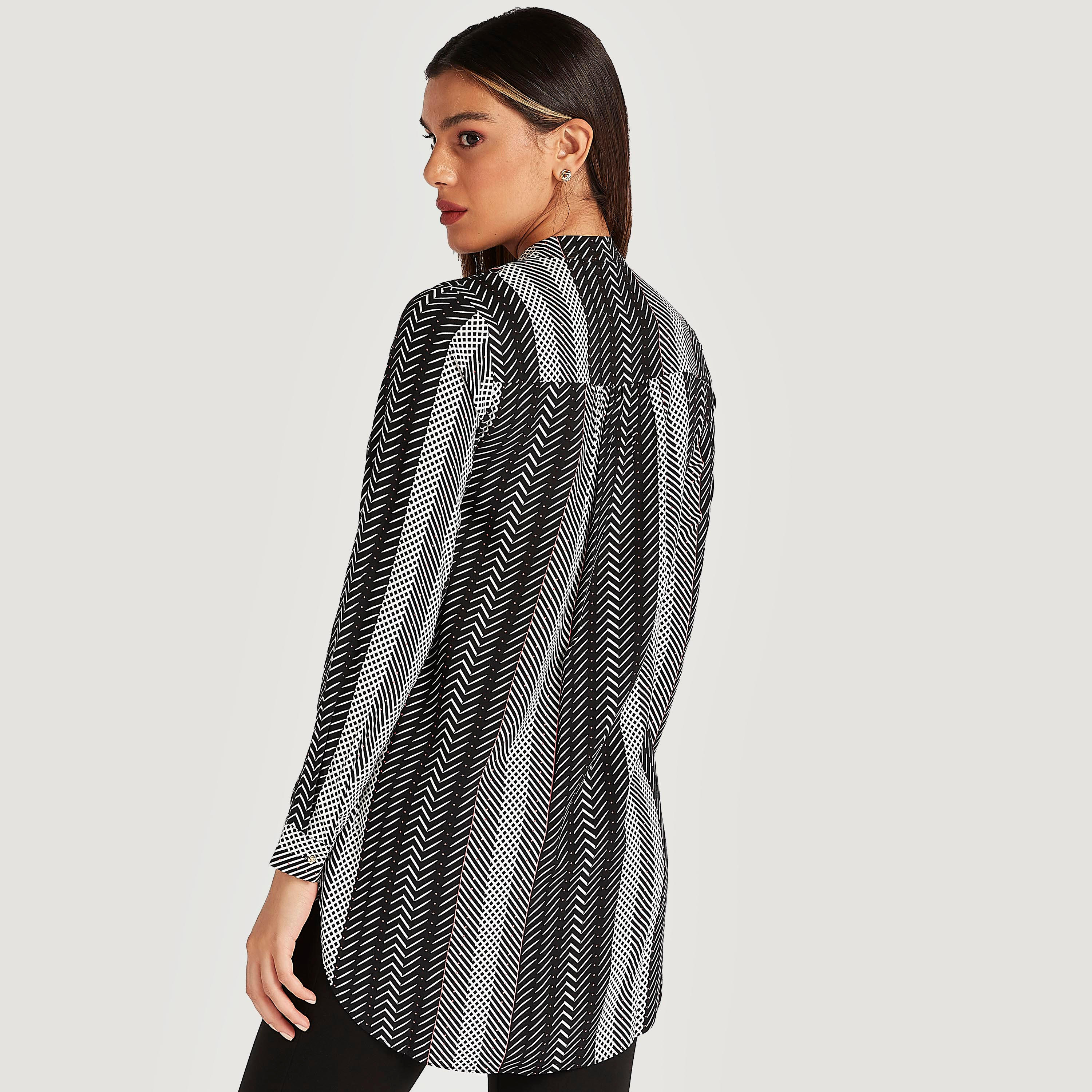 بلوزة طويلة بأكمام طويلة وطبعات من آيكونيك-women-clothing-shirtsandblouses-blouses-image-4