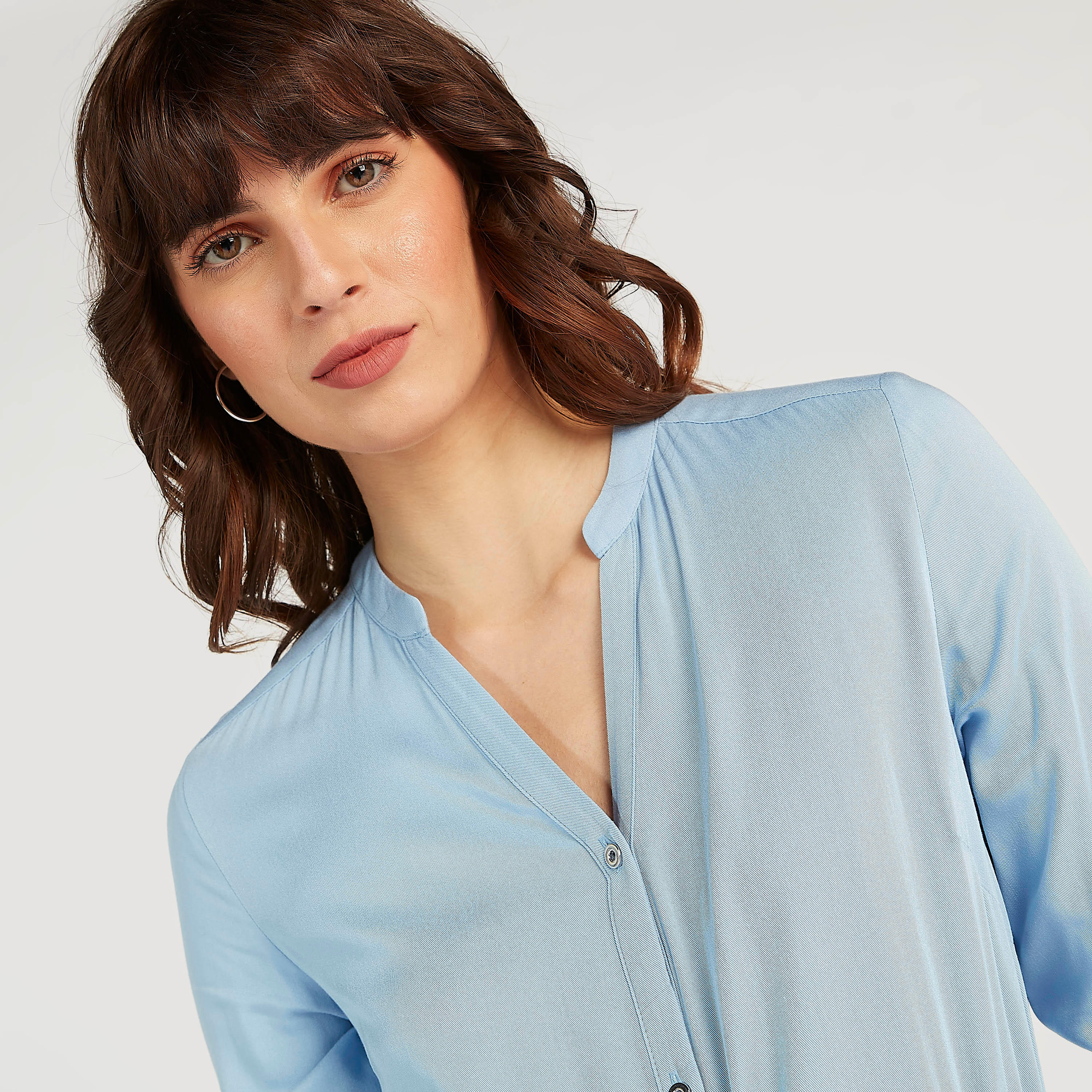 فستان قميص سادة طويل بأكمام طويلة وجيوب بسحّاب من آيكونيك-women-clothing-dresses-image-7