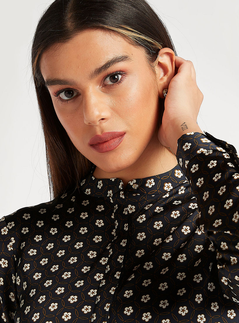 بلوزة طويلة بياقة بأكمام طويلة وطبعات أزهار من آيكونيك-women-clothing-shirtsandblouses-blouses-image-3