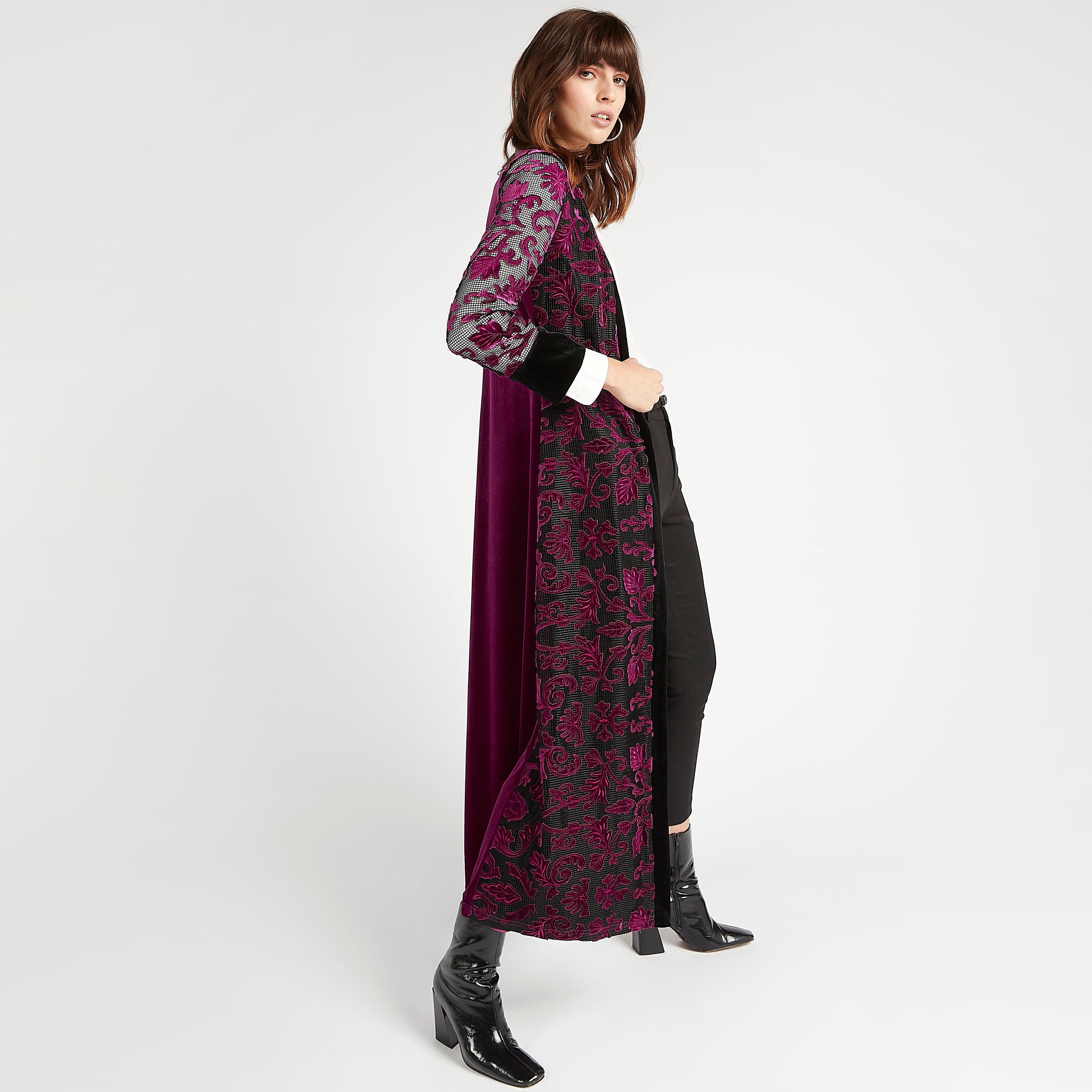 روب طويل بارز الملمس بأكمام طويلة وخصر بحزام-women-clothing-shirtsandblouses-blouses-image-5
