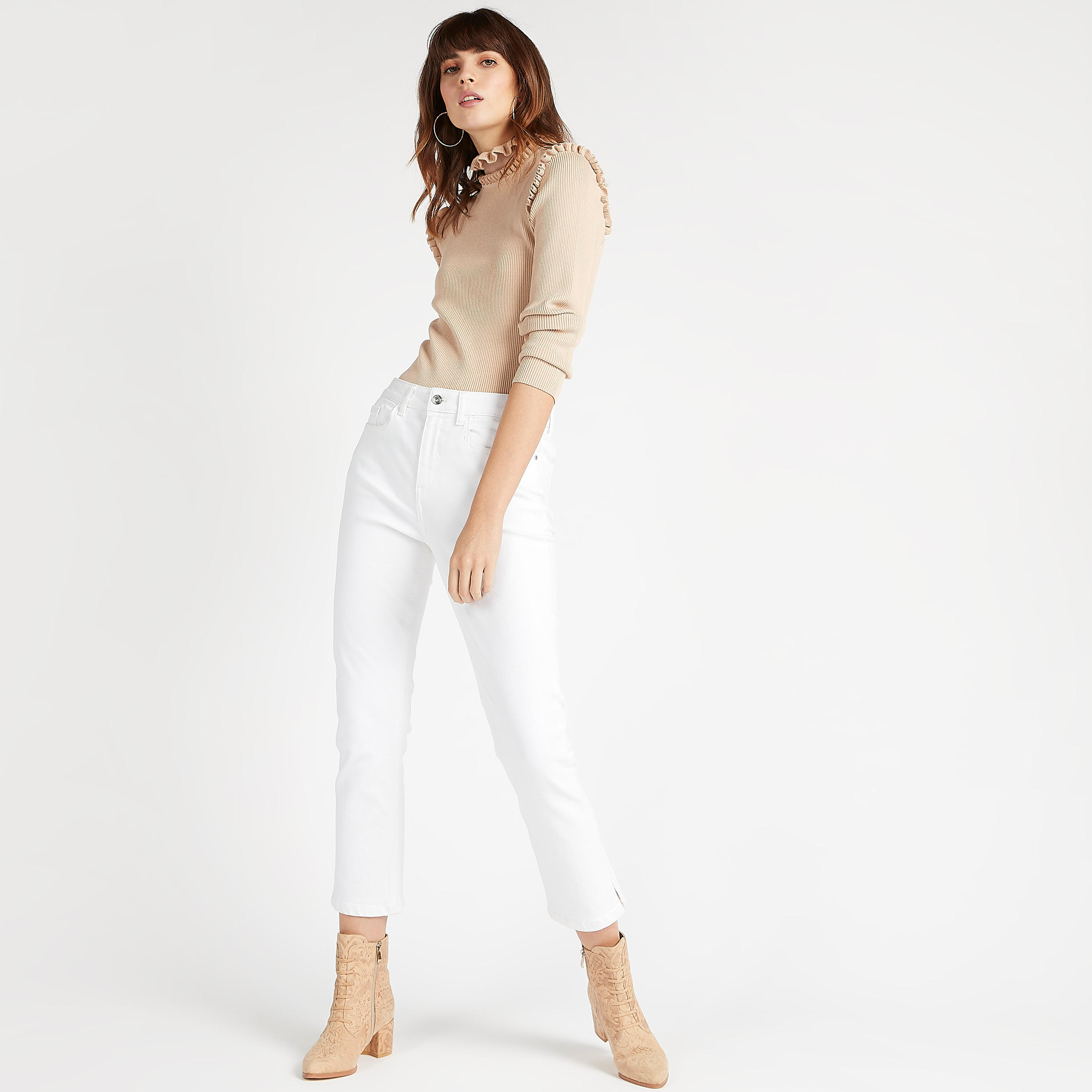 كنزة بارزة الملمس بياقة عالية وأكمام طويلة وتفاصيل كشكش من آيكونيك-women-clothing-cardigansandjumpers-jumpers-image-8