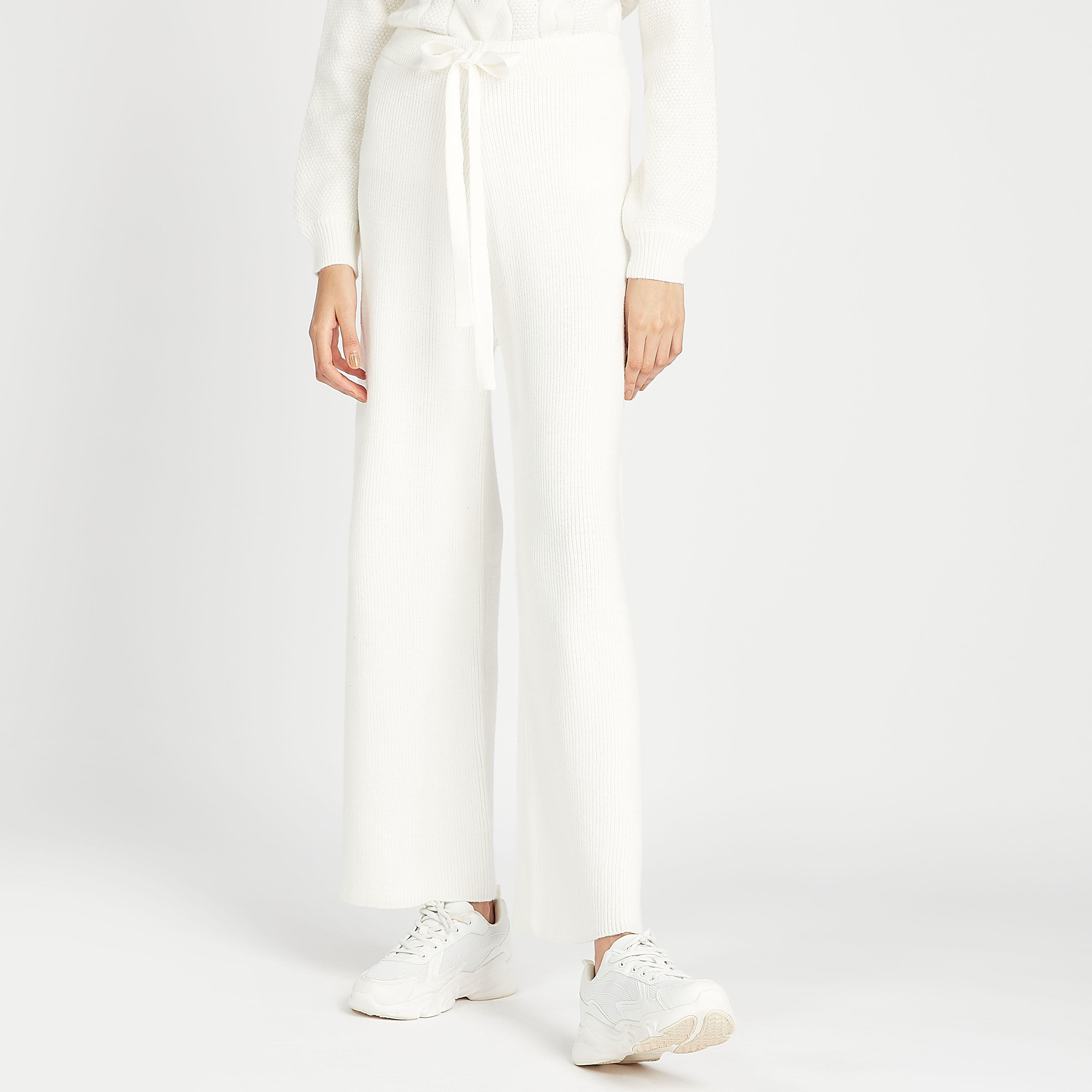 بنطلون بالازو مستدام بارز الملمس برباط إغلاق من آيكونيك-women-clothing-bottoms-trousers-image-5