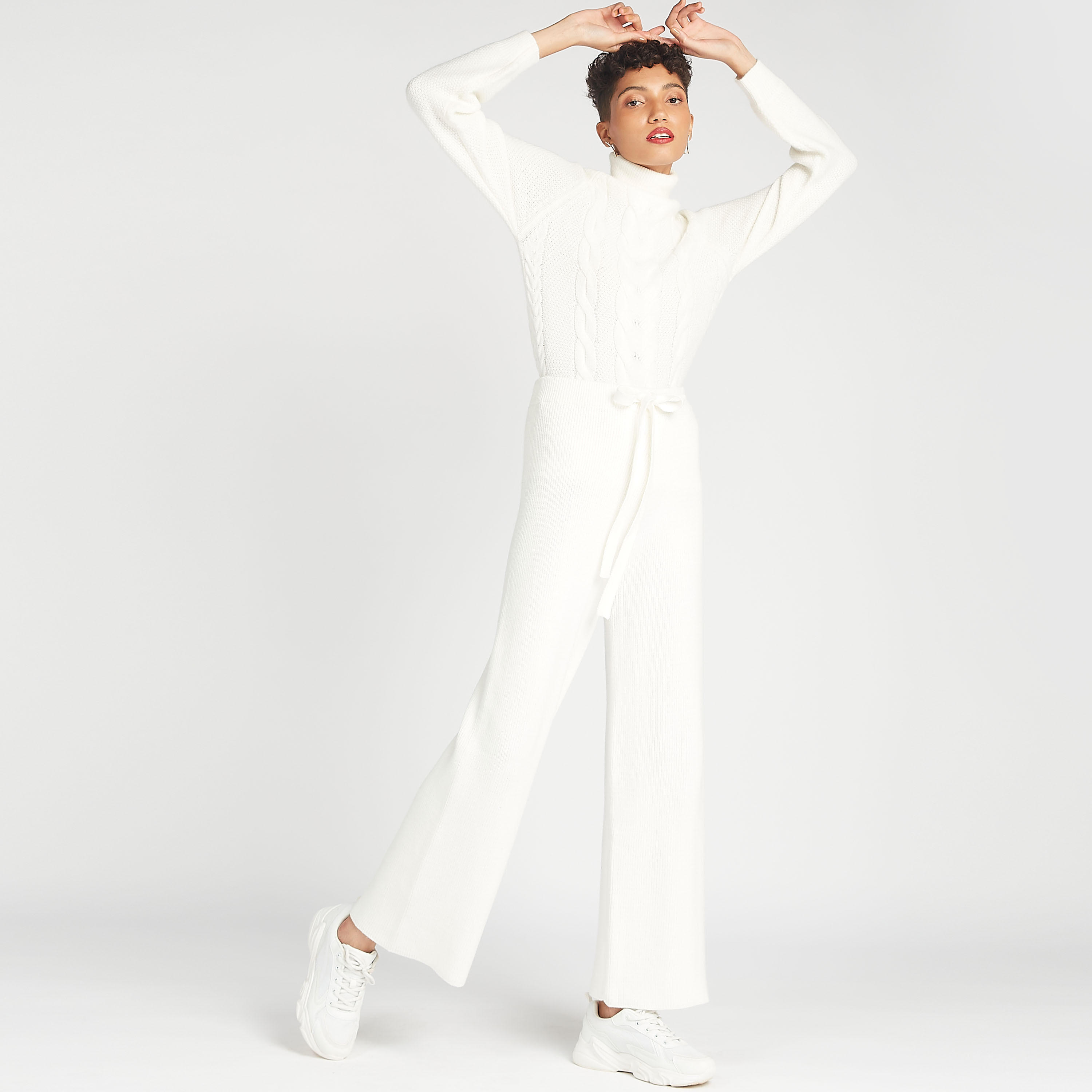 بنطلون بالازو مستدام بارز الملمس برباط إغلاق من آيكونيك-women-clothing-bottoms-trousers-image-1