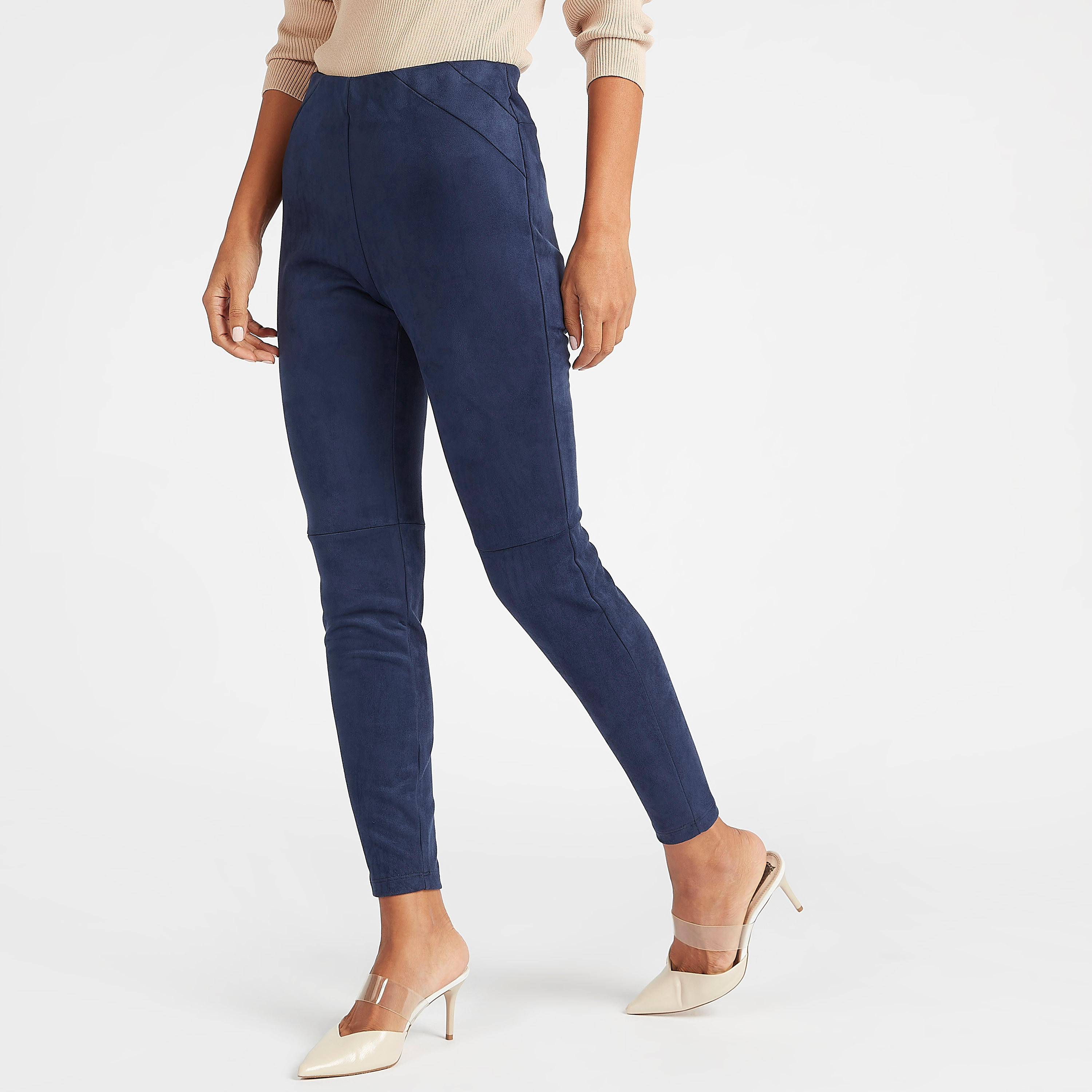 بنطلون تريقنز سكيني بطول الكاحل مع تفاصيل لوح وخصر متوسّط الارتفاع من آيكونيك-women-clothing-bottoms-leggings-image-1