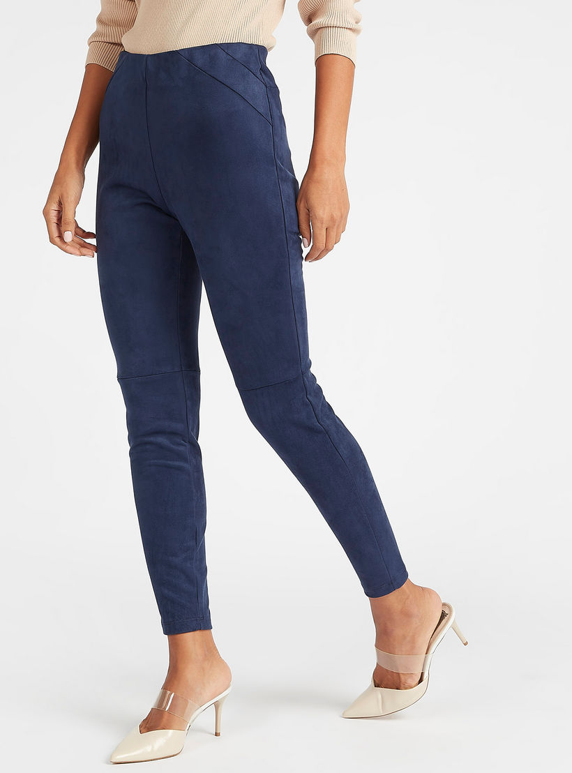 بنطلون تريقنز سكيني بطول الكاحل مع تفاصيل لوح وخصر متوسّط الارتفاع من آيكونيك-women-clothing-bottoms-leggings-image-1