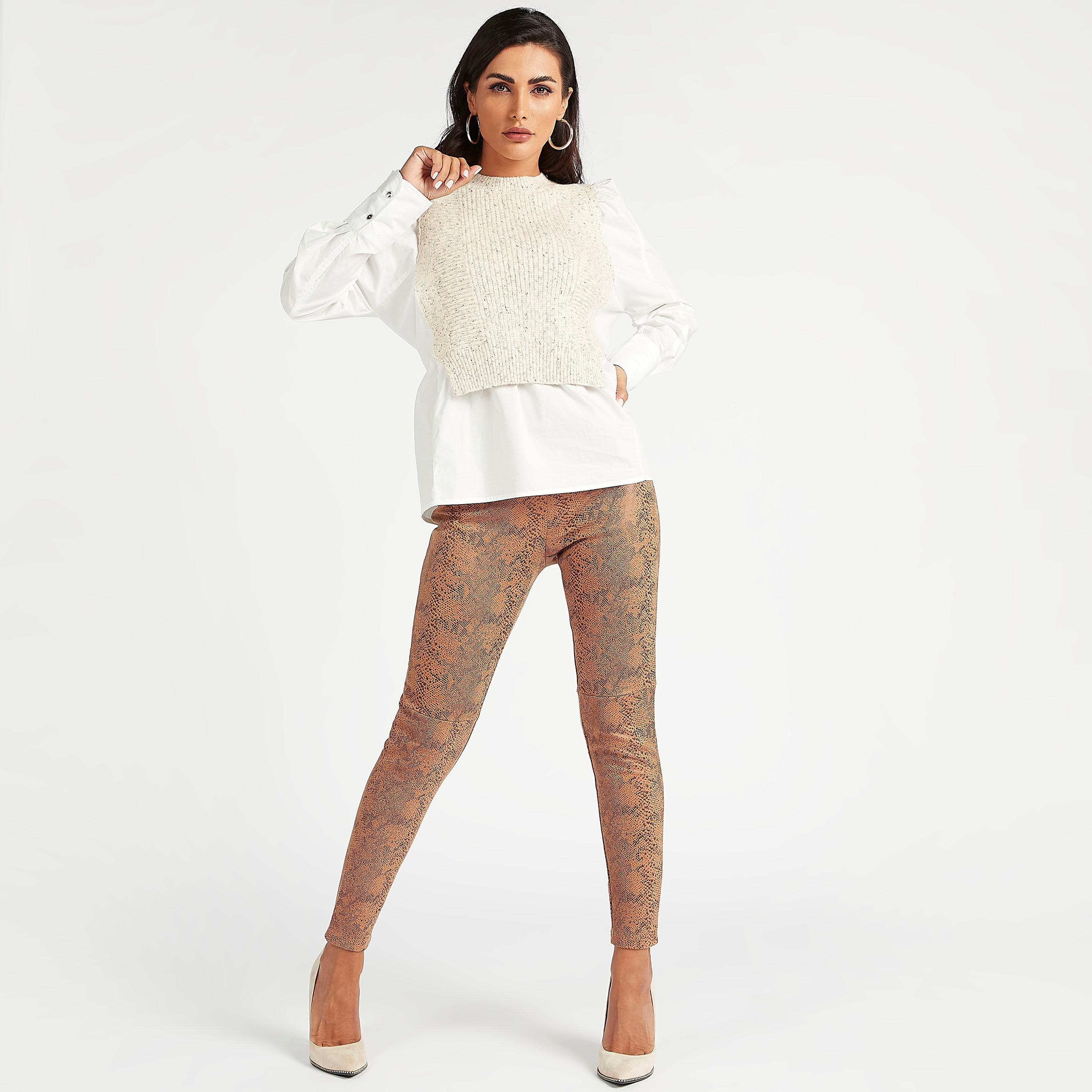 بنطلون تريقنز سكيني فيت بخصر متوسّط الارتفاع وطبعات حيوانات من آيكونيك-women-clothing-bottoms-leggings-image-2