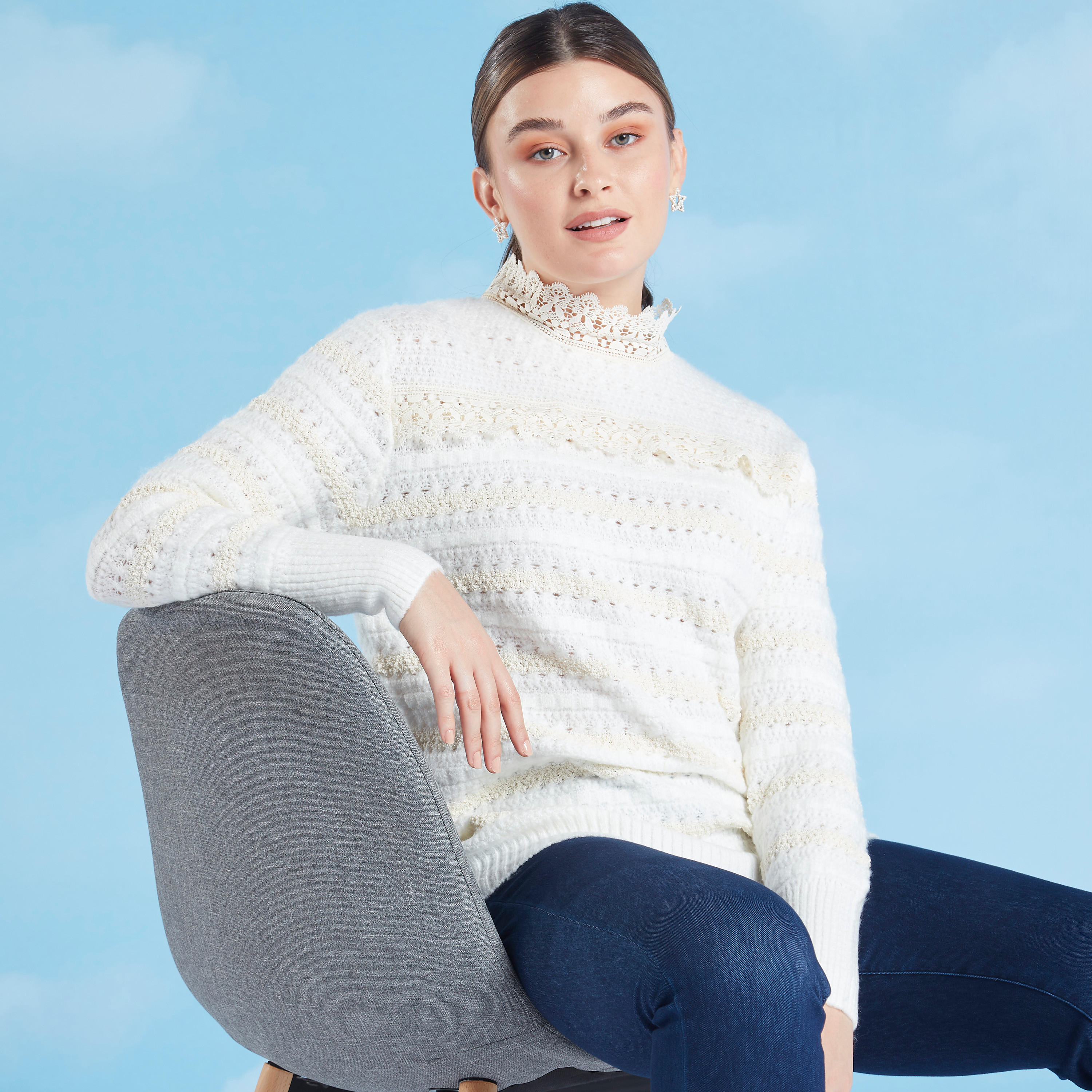 كنزة بارزة الملمس بياقة عالية وأكمام طويلة من آيكونيك-women-clothing-cardigansandjumpers-jumpers-image-3