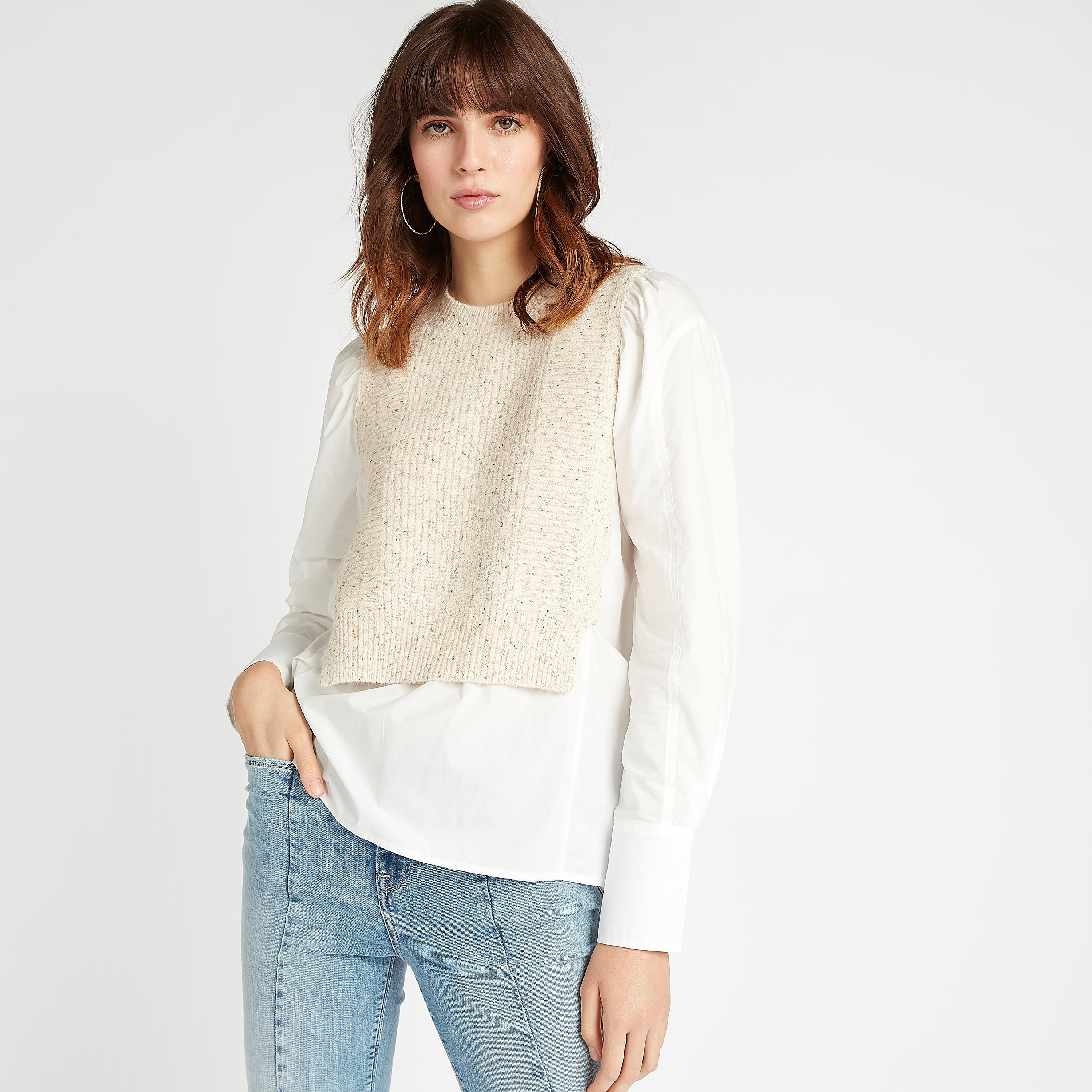 كارديجان بارز الملمس بياقة ضيّقة وأكمام طويلة وتفاصيل بلينج-women-clothing-cardigansandjumpers-jumpers-image-1