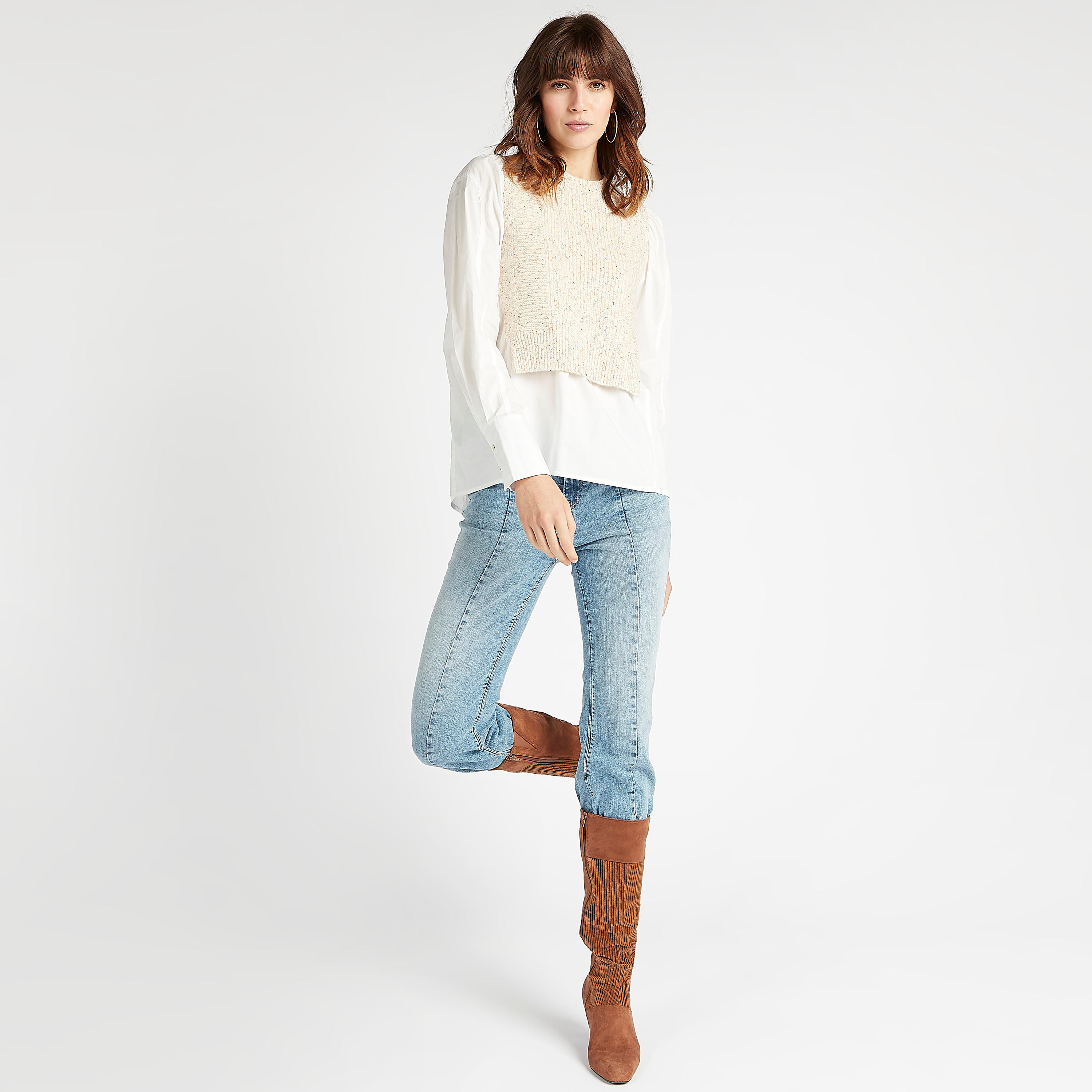 كارديجان بارز الملمس بياقة ضيّقة وأكمام طويلة وتفاصيل بلينج-women-clothing-cardigansandjumpers-jumpers-image-2