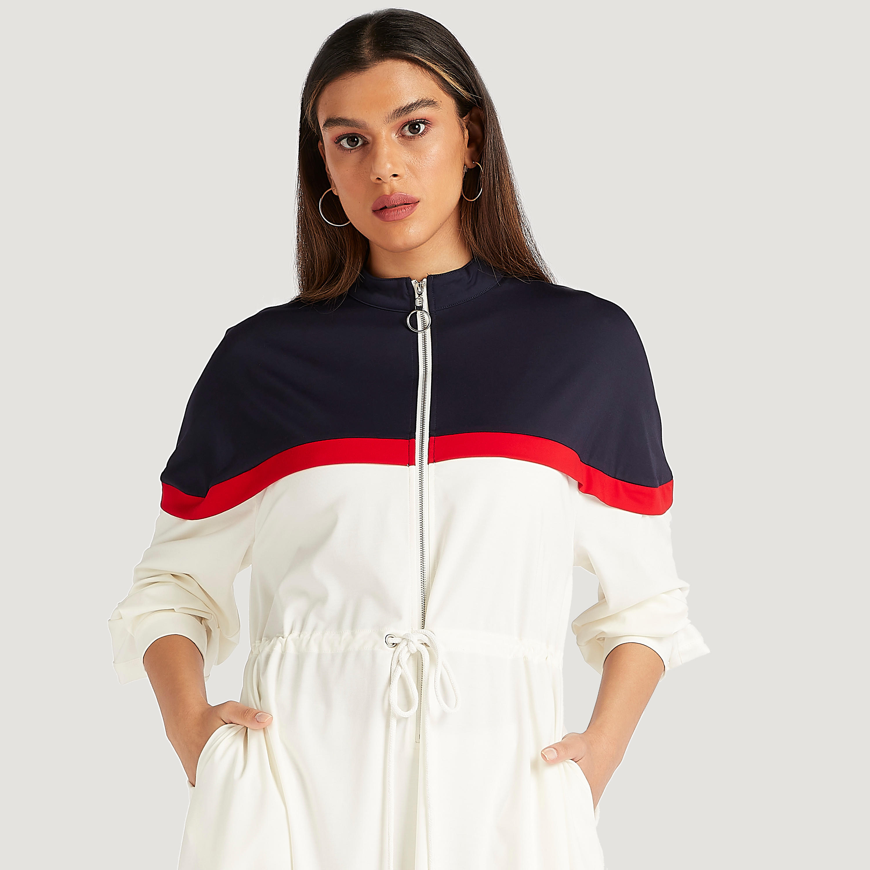 فستان ميدي سادة إيه لاين مع رباط خصر من آيكونك-women-clothing-dresses-image-3
