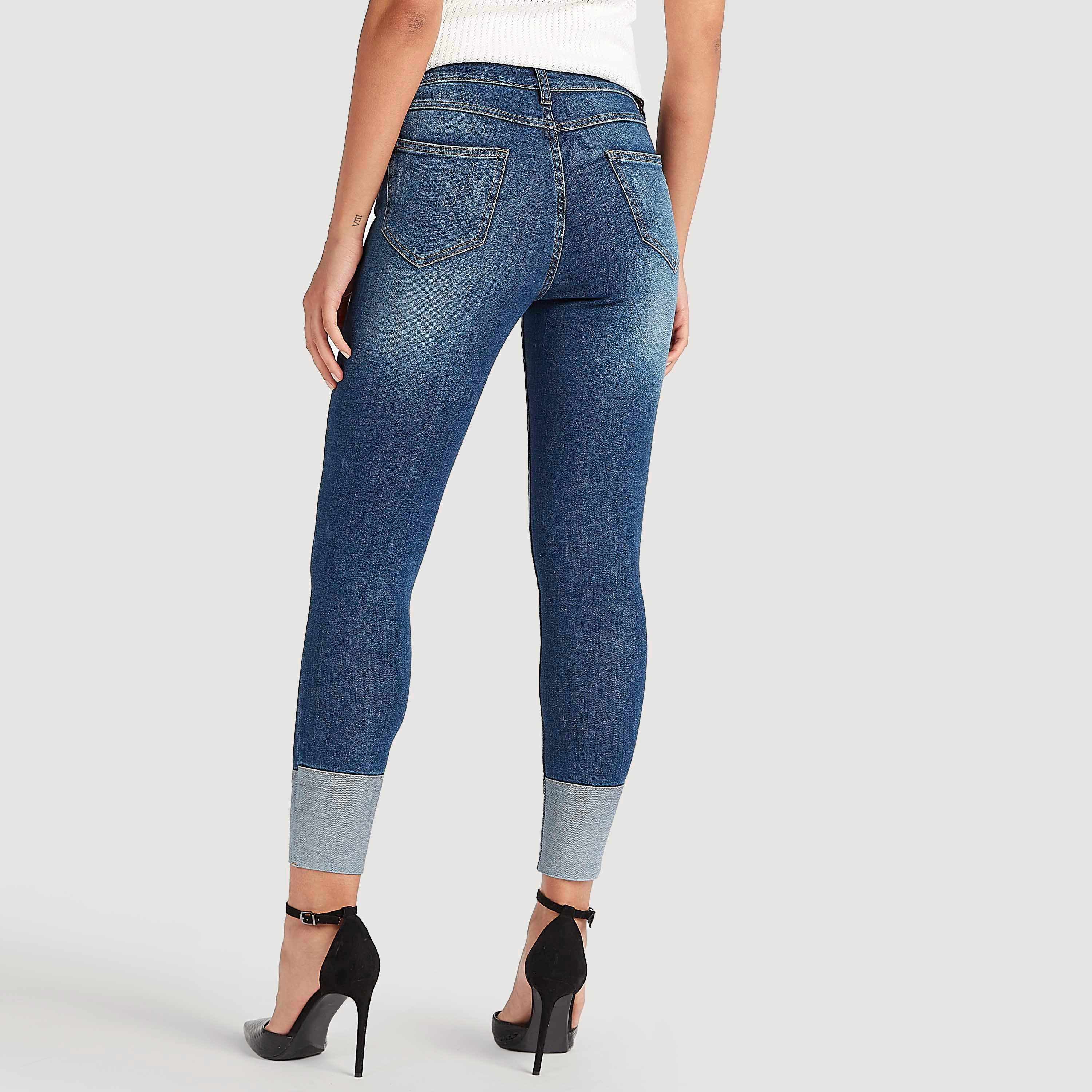 بنطلون سليم فيت بخصر متوسّط الارتفاع وزر إغلاق من آيكونيك-women-clothing-bottoms-jeans-image-4
