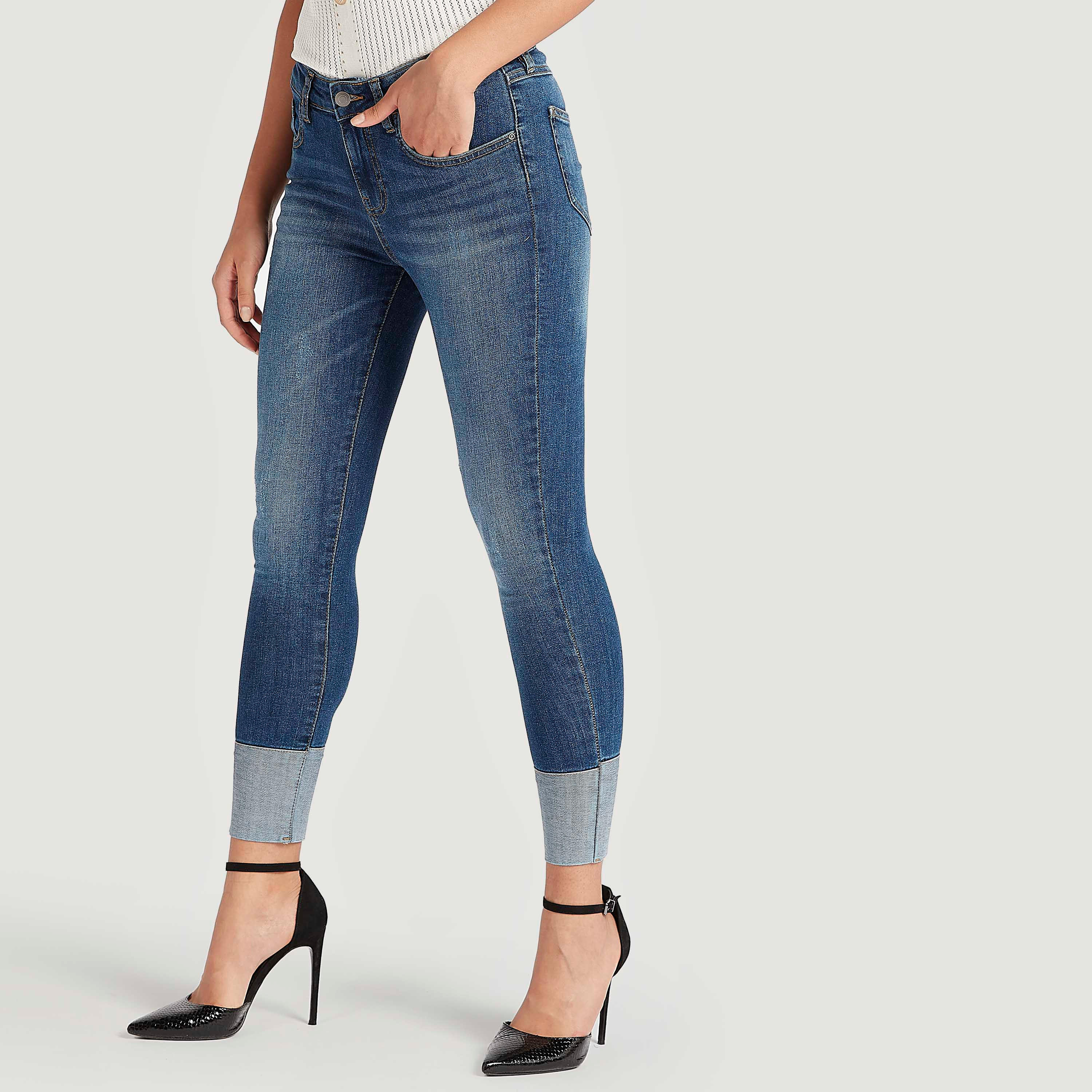 بنطلون سليم فيت بخصر متوسّط الارتفاع وزر إغلاق من آيكونيك-women-clothing-bottoms-jeans-image-7