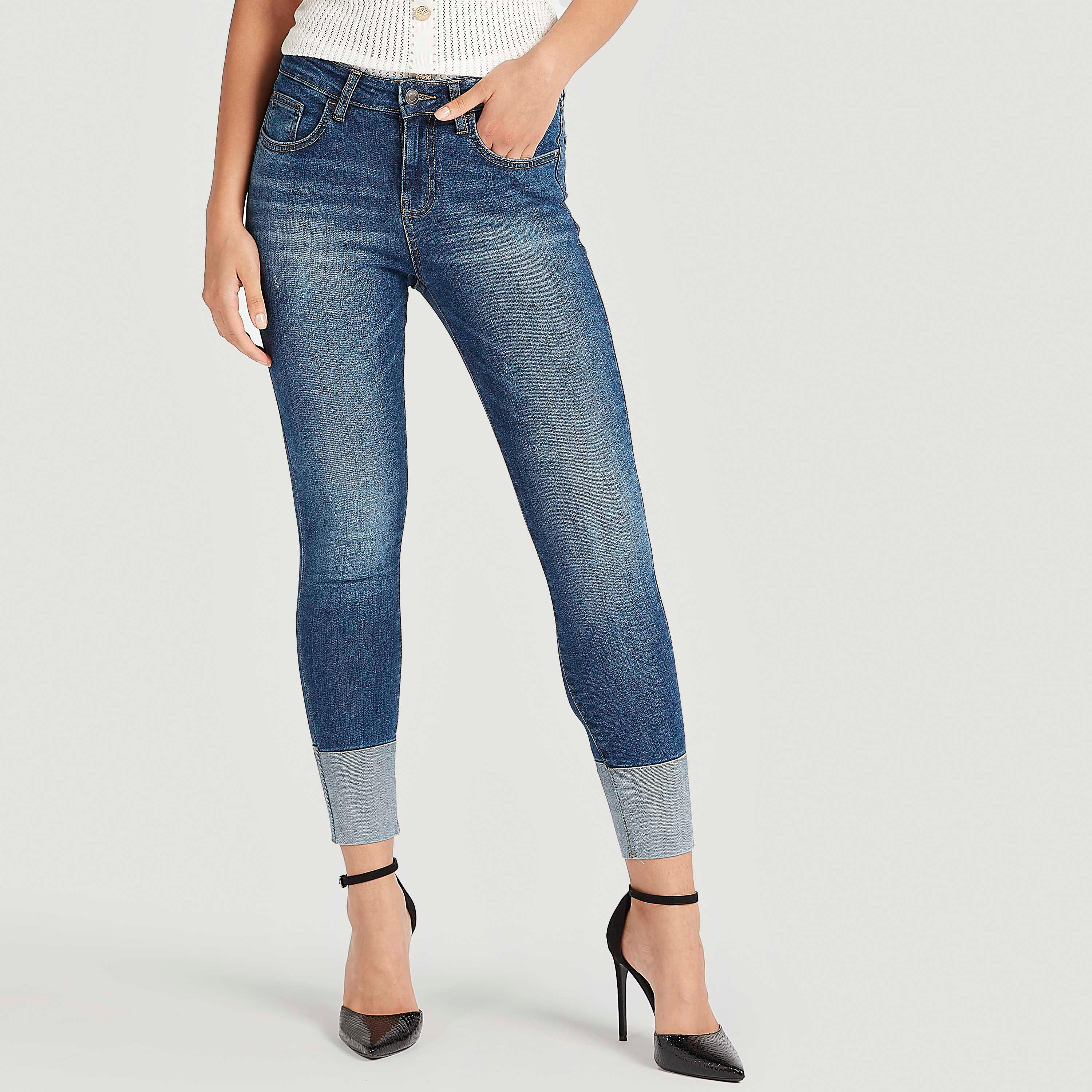 بنطلون سليم فيت بخصر متوسّط الارتفاع وزر إغلاق من آيكونيك-women-clothing-bottoms-jeans-image-8
