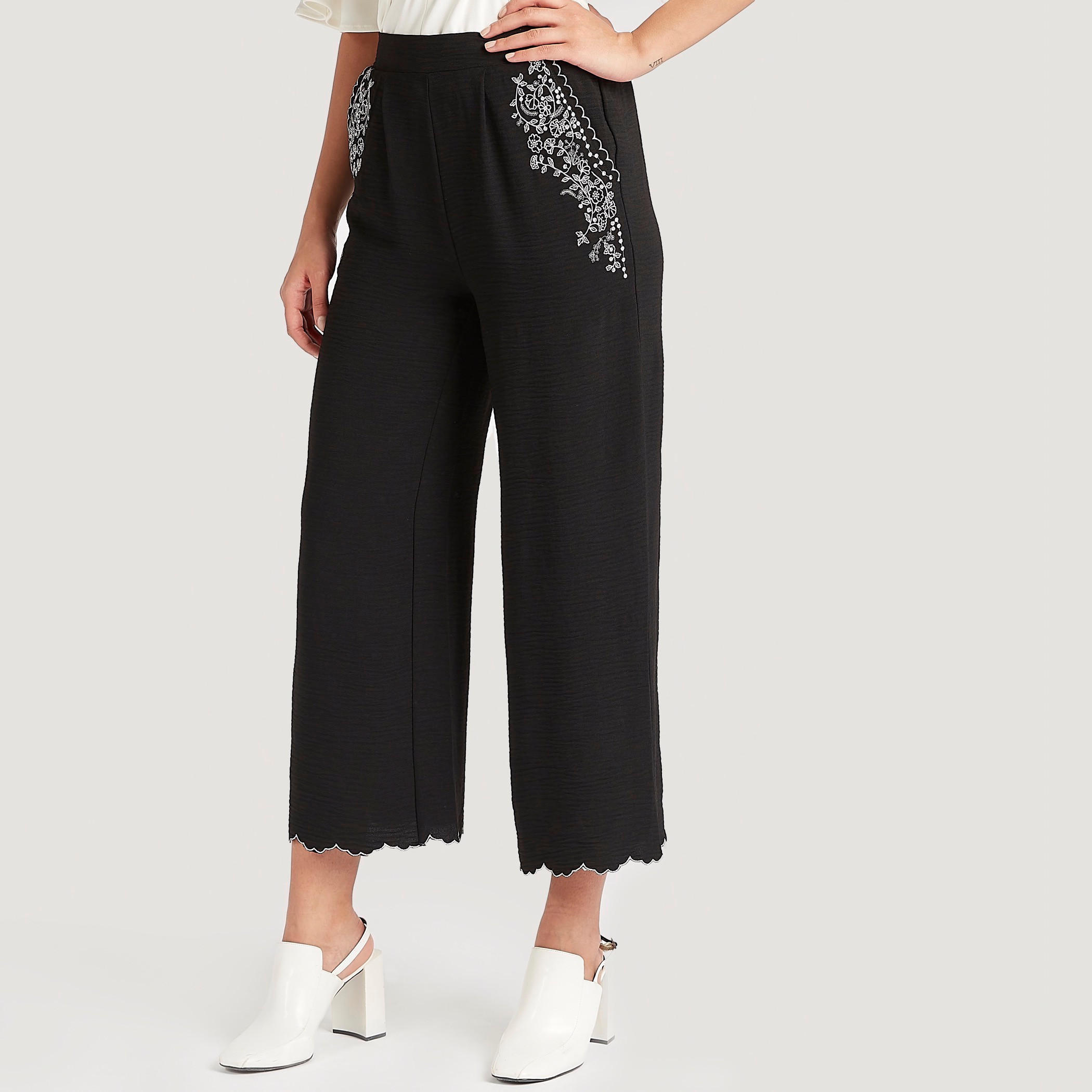Embroidered Flexi-Waist Palazzo Pants with Scalloped Hems-women-clothing-bottoms-trousers-image-1