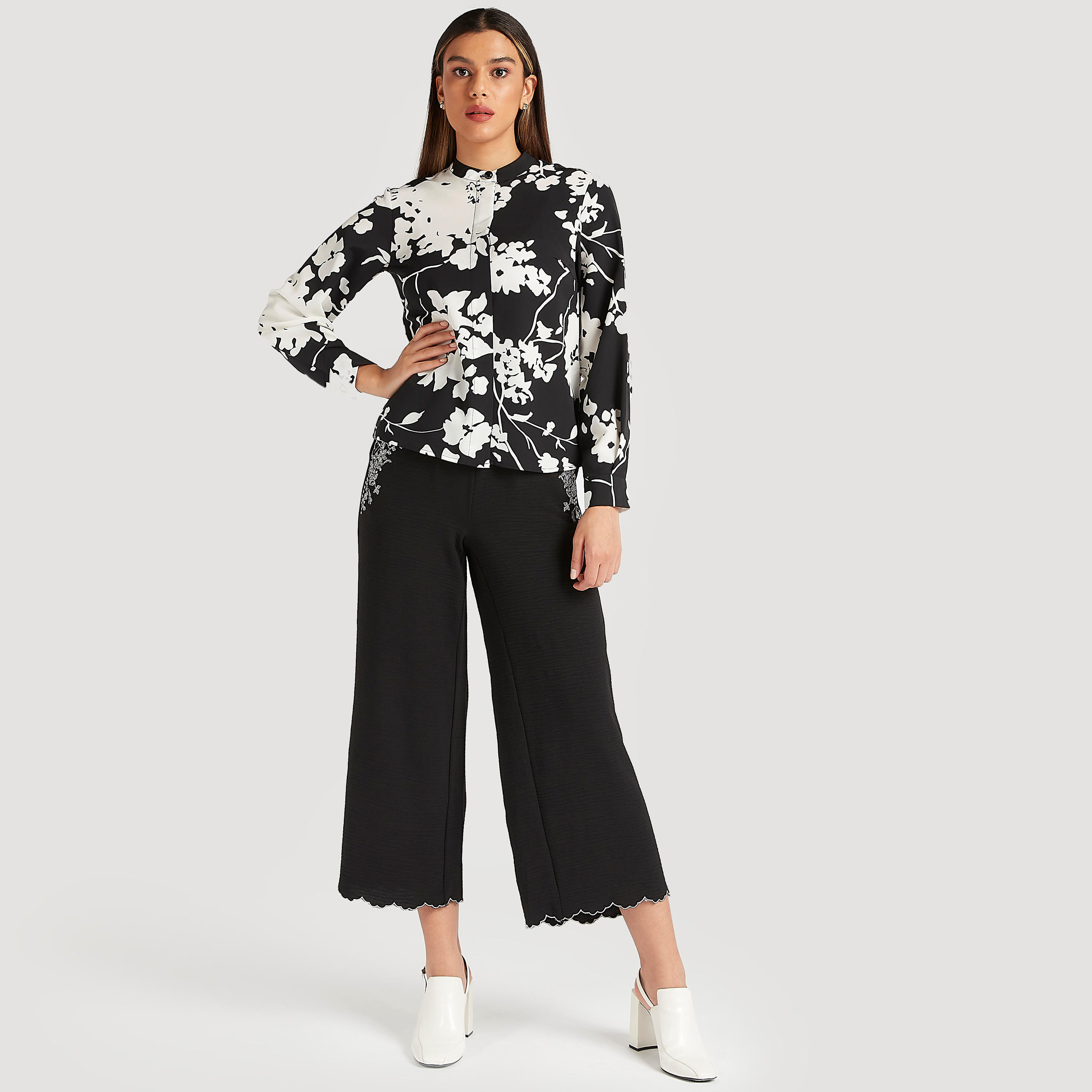 Iconic Floral Print Top with Mandarin Collar-women-clothing-shirtsandblouses-blouses-image-2