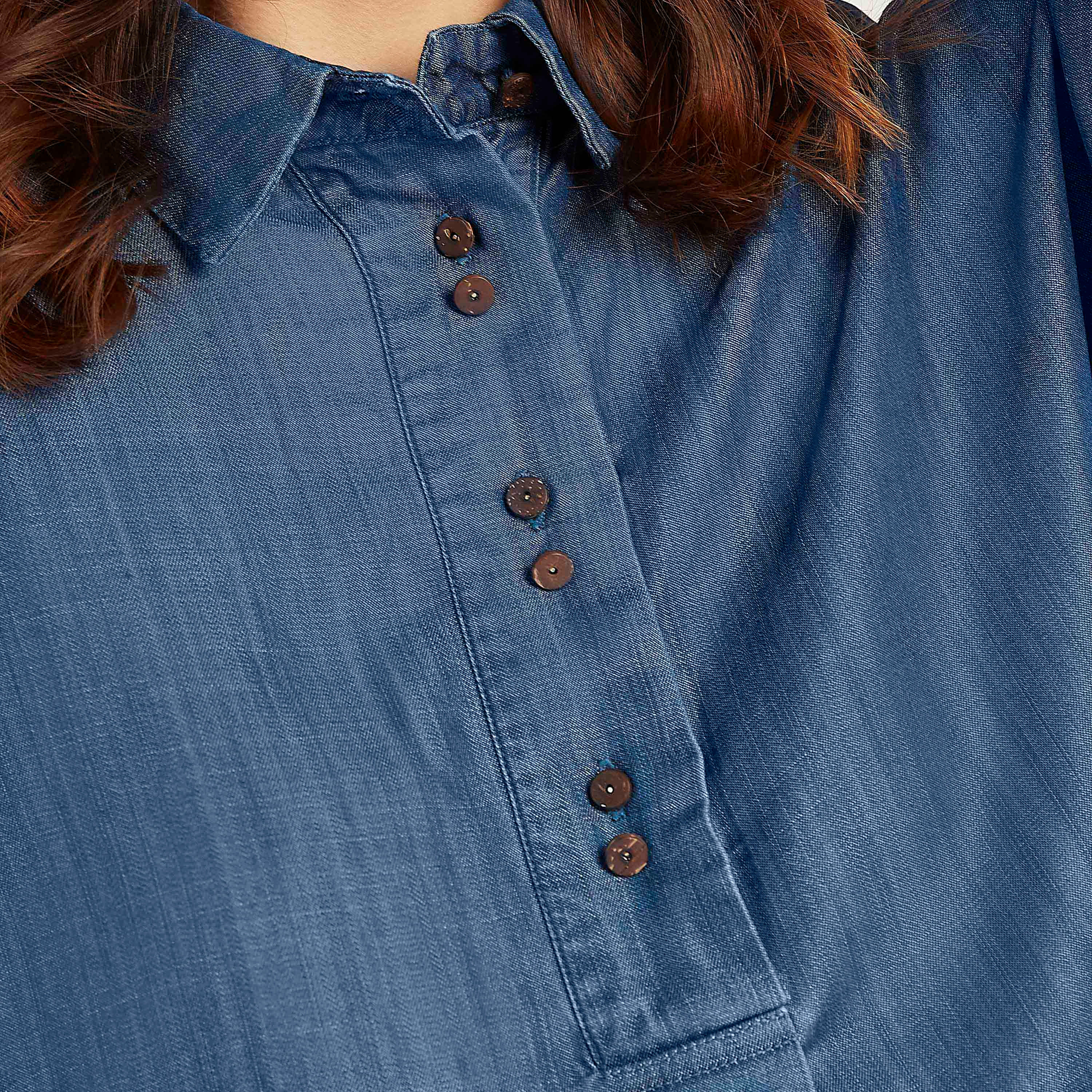 تونيك واسع بياقة عادية وأكمام كاب من آيكونيك-women-clothing-shirtsandblouses-blouses-image-4