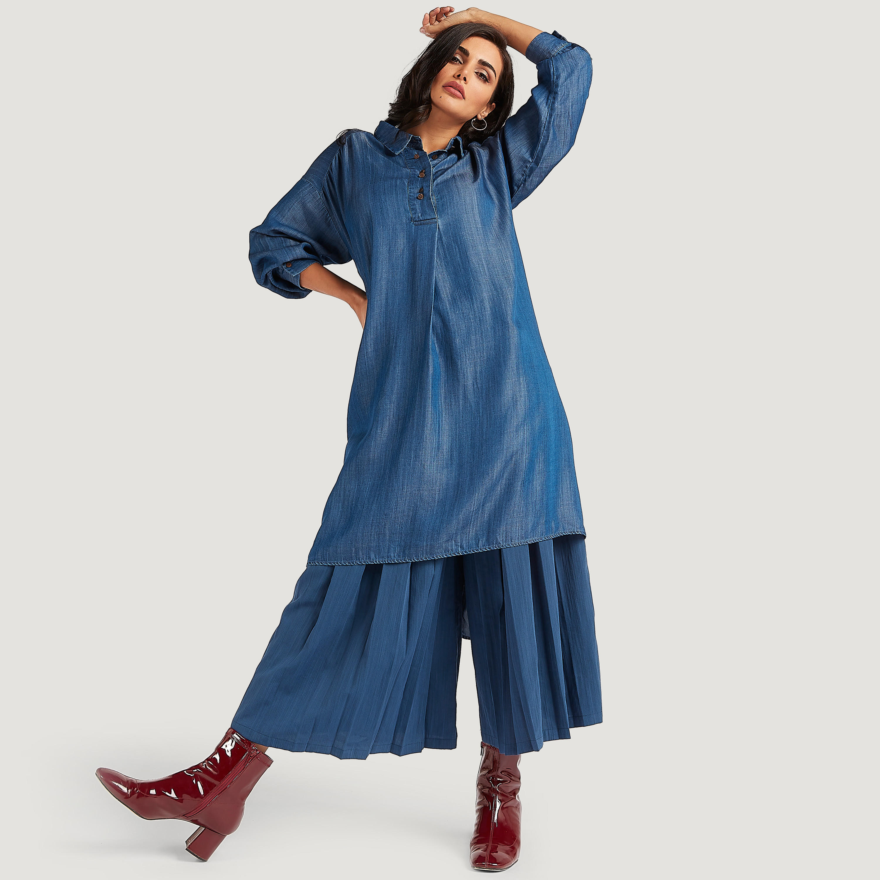 بنطلون كوليتوس سادة بحزام من آيكونيك-women-clothing-bottoms-trousers-image-4