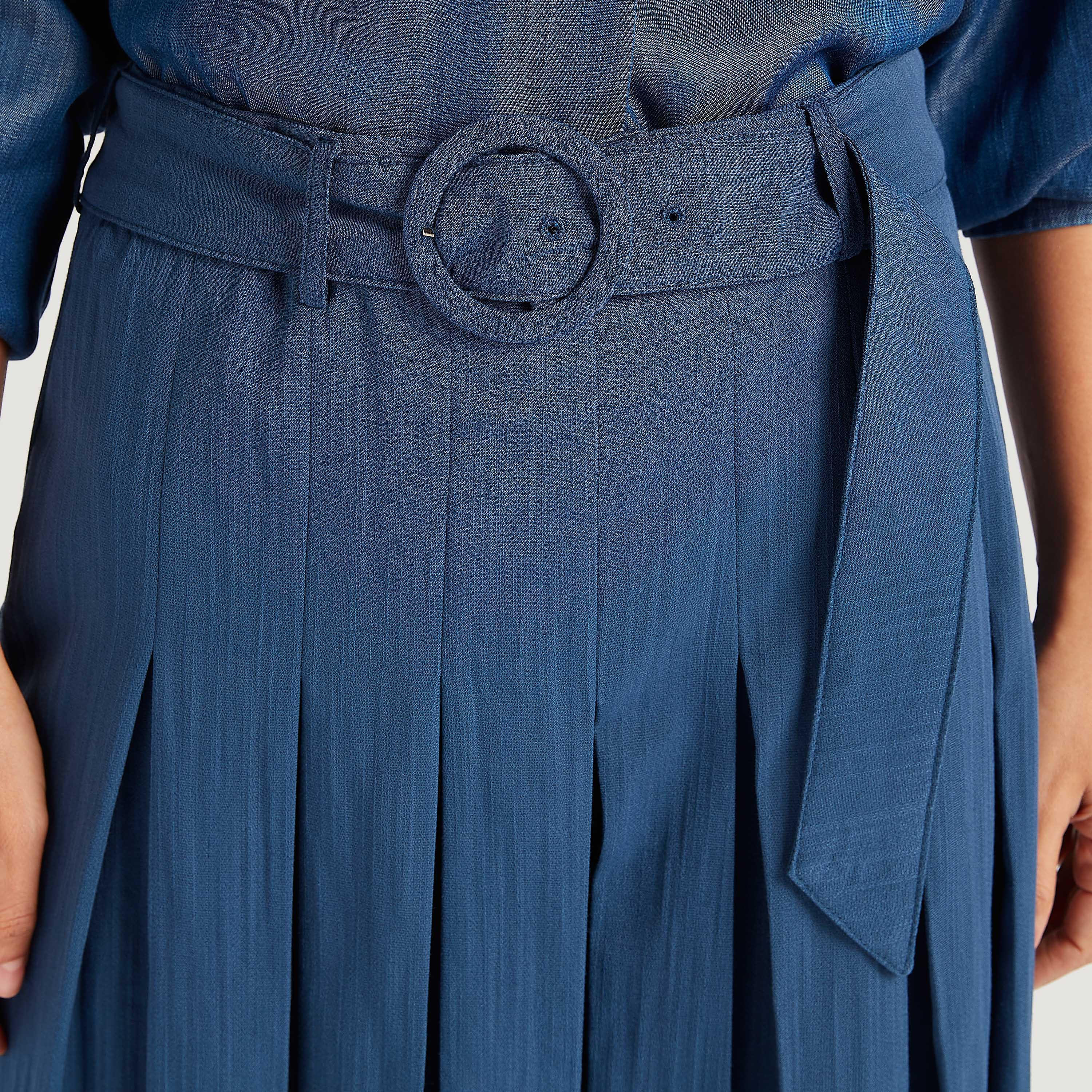 بنطلون كوليتوس سادة بحزام من آيكونيك-women-clothing-bottoms-trousers-image-3