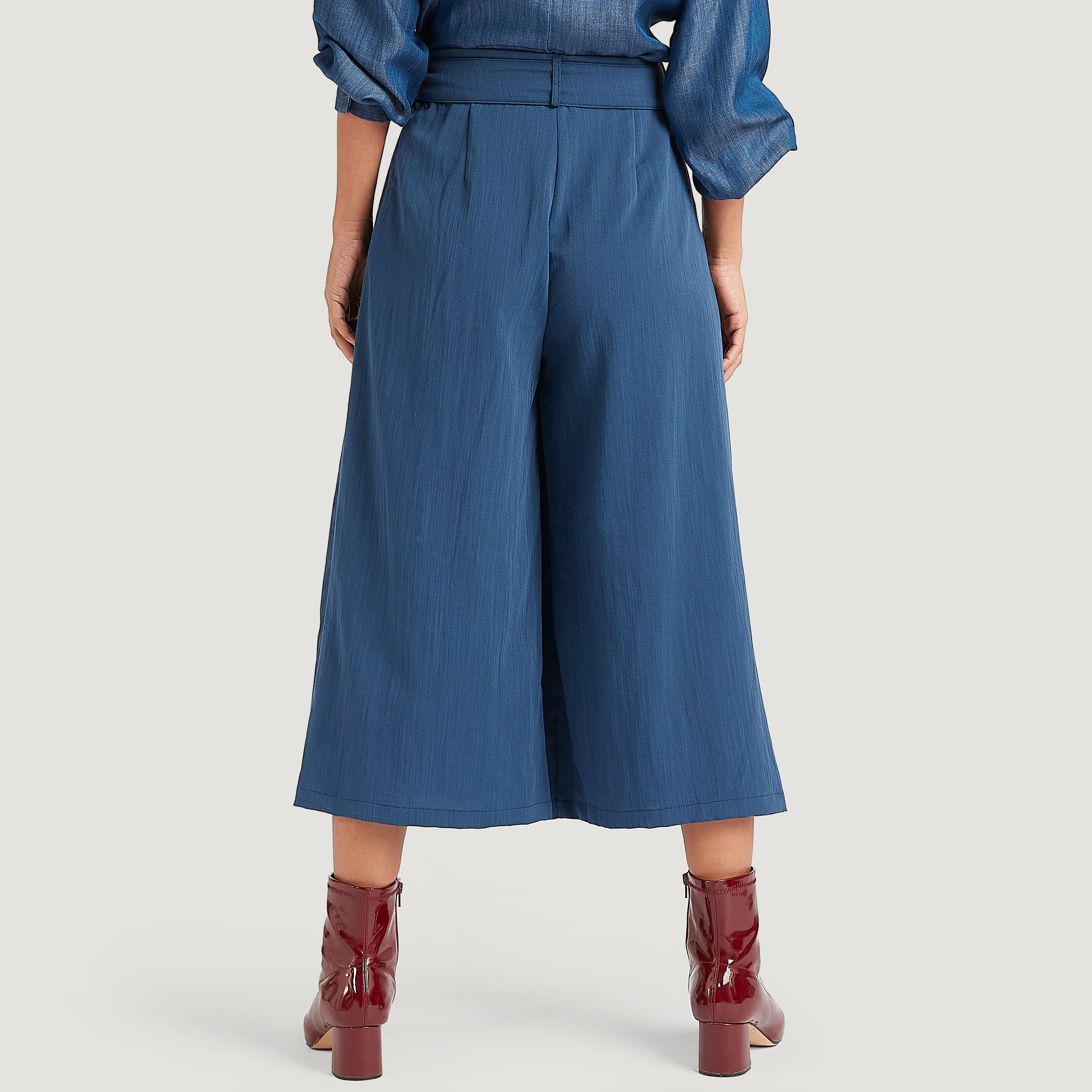 بنطلون كوليتوس سادة بحزام من آيكونيك-women-clothing-bottoms-trousers-image-2